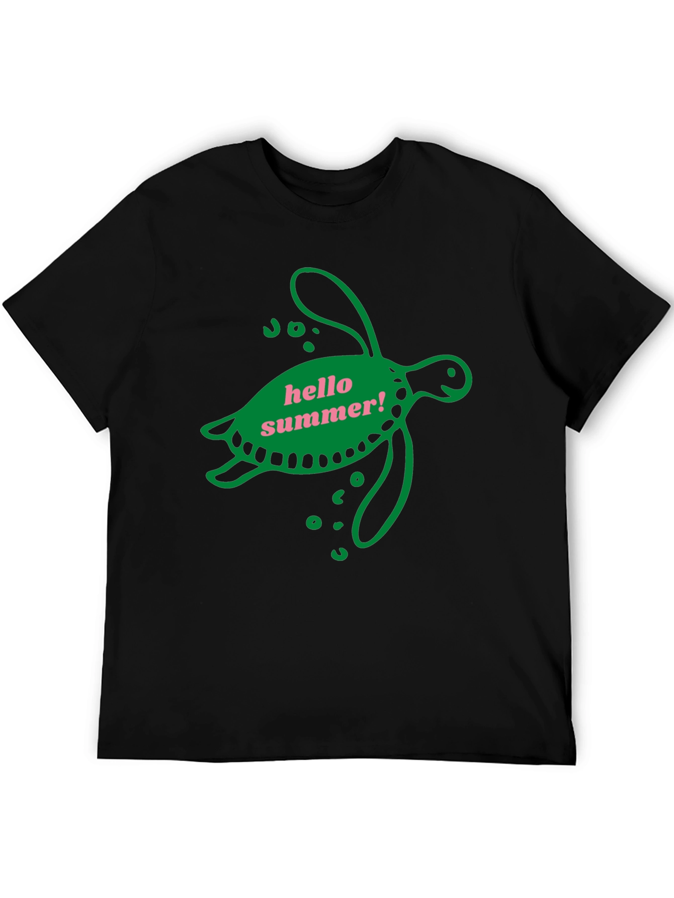Black Hello Summer Turtle Graphic Tee - Black view 5