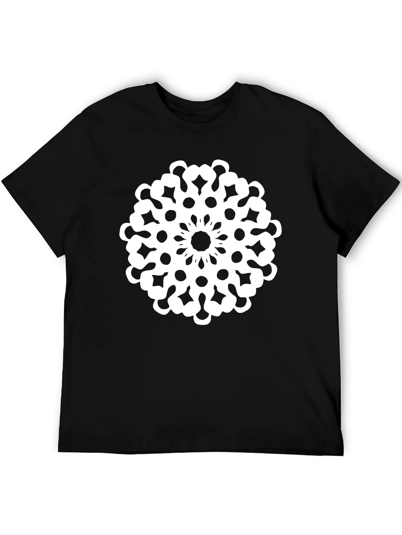 Black Black T-Shirt with Geometric Floral Design view 5