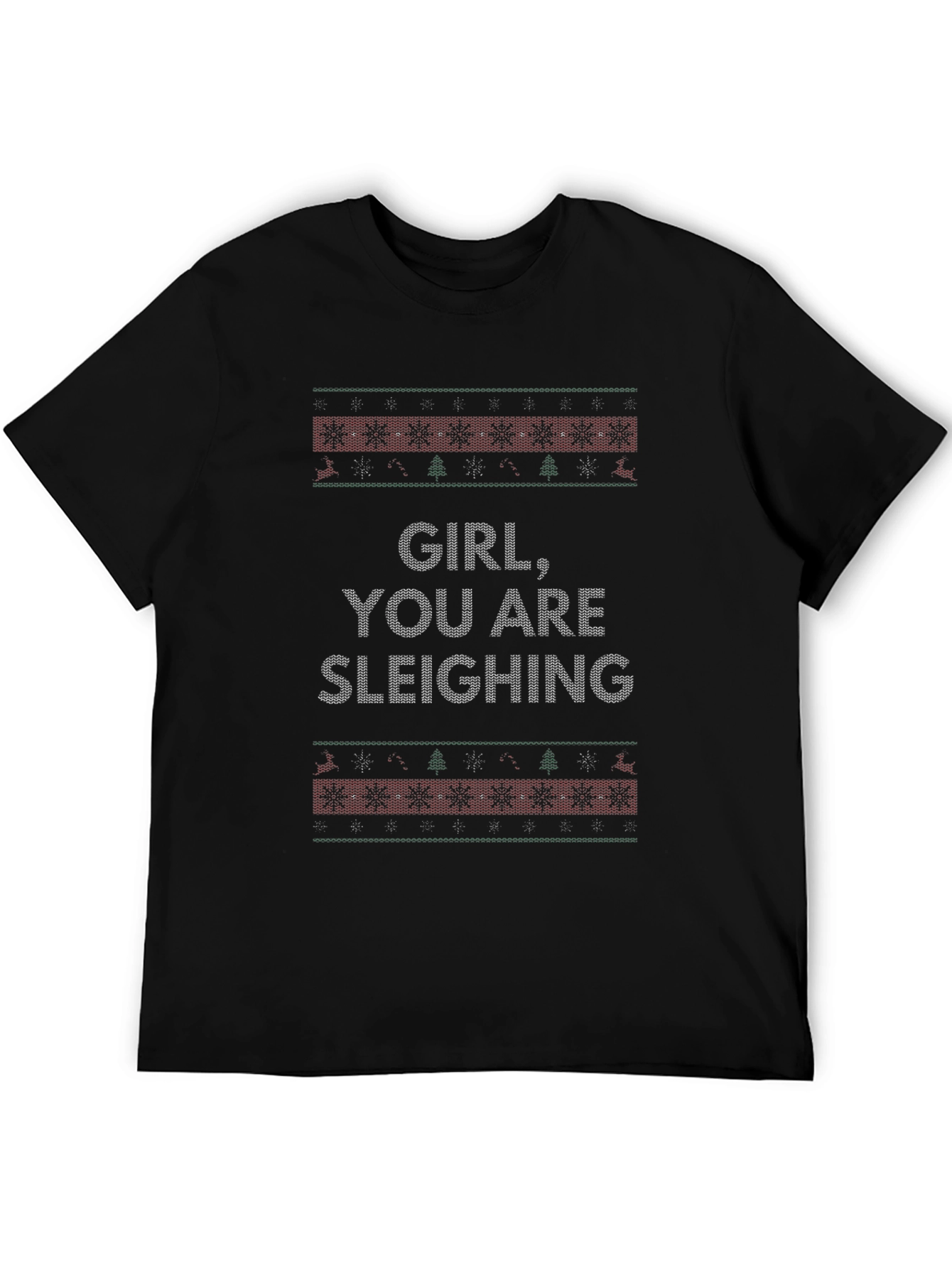 Black Girl You Are Sleighing Ugly Christmas Sweater T-Shirt view 5