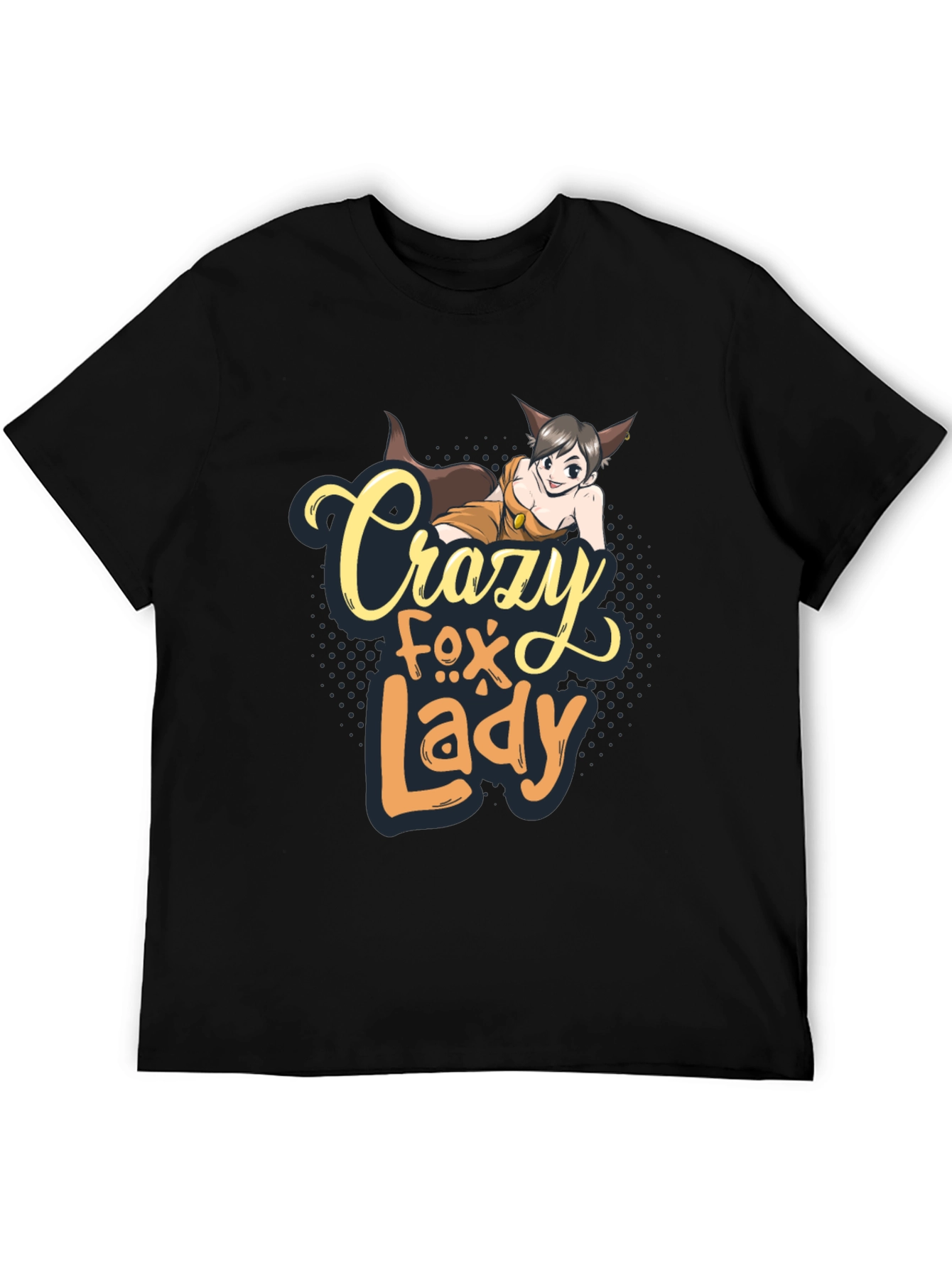 Black Crazy Fox Lady Graphic T-Shirt - Unisex view 5