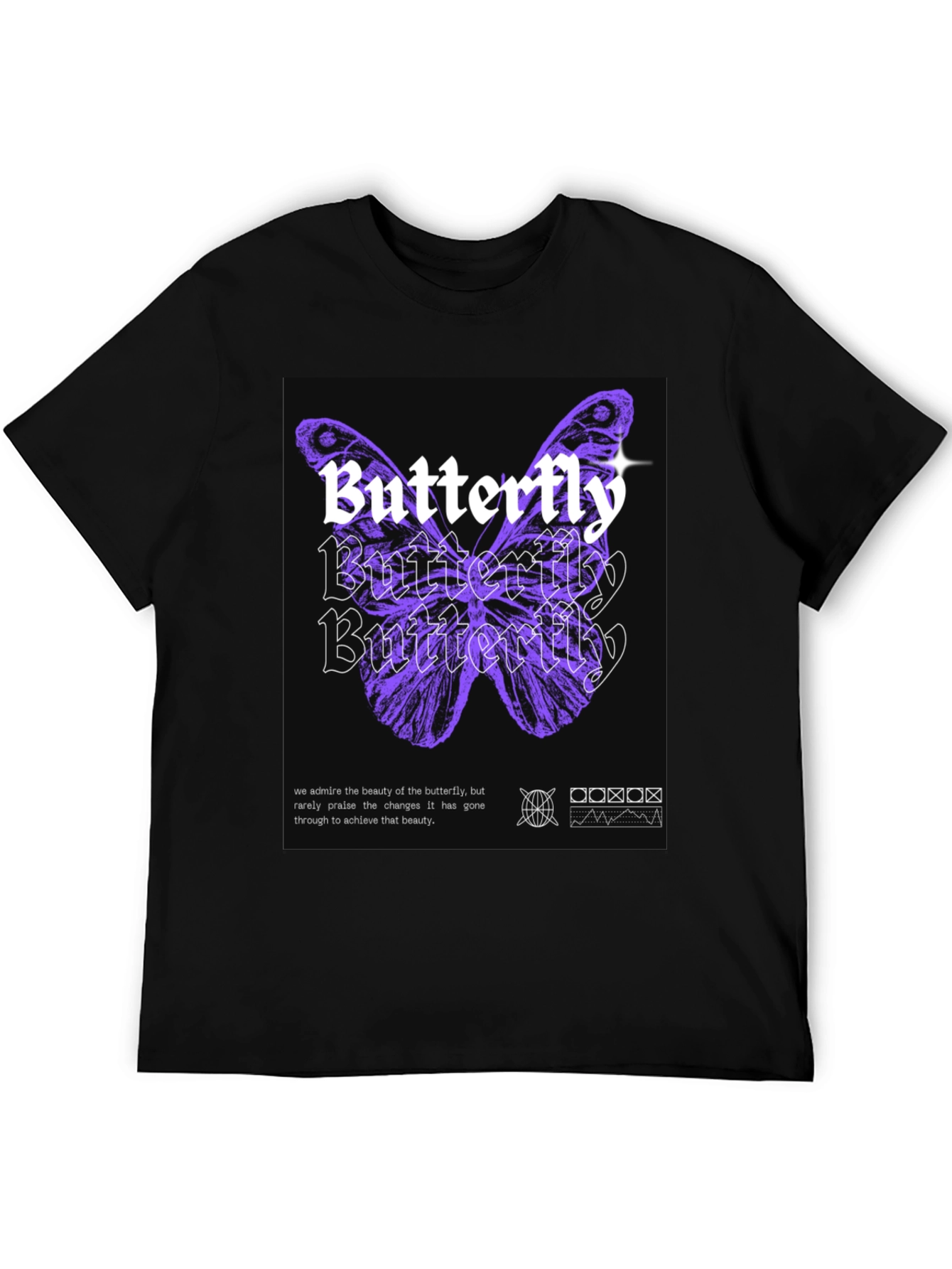Black Butterfly Graphic Print Black T-Shirt view 5