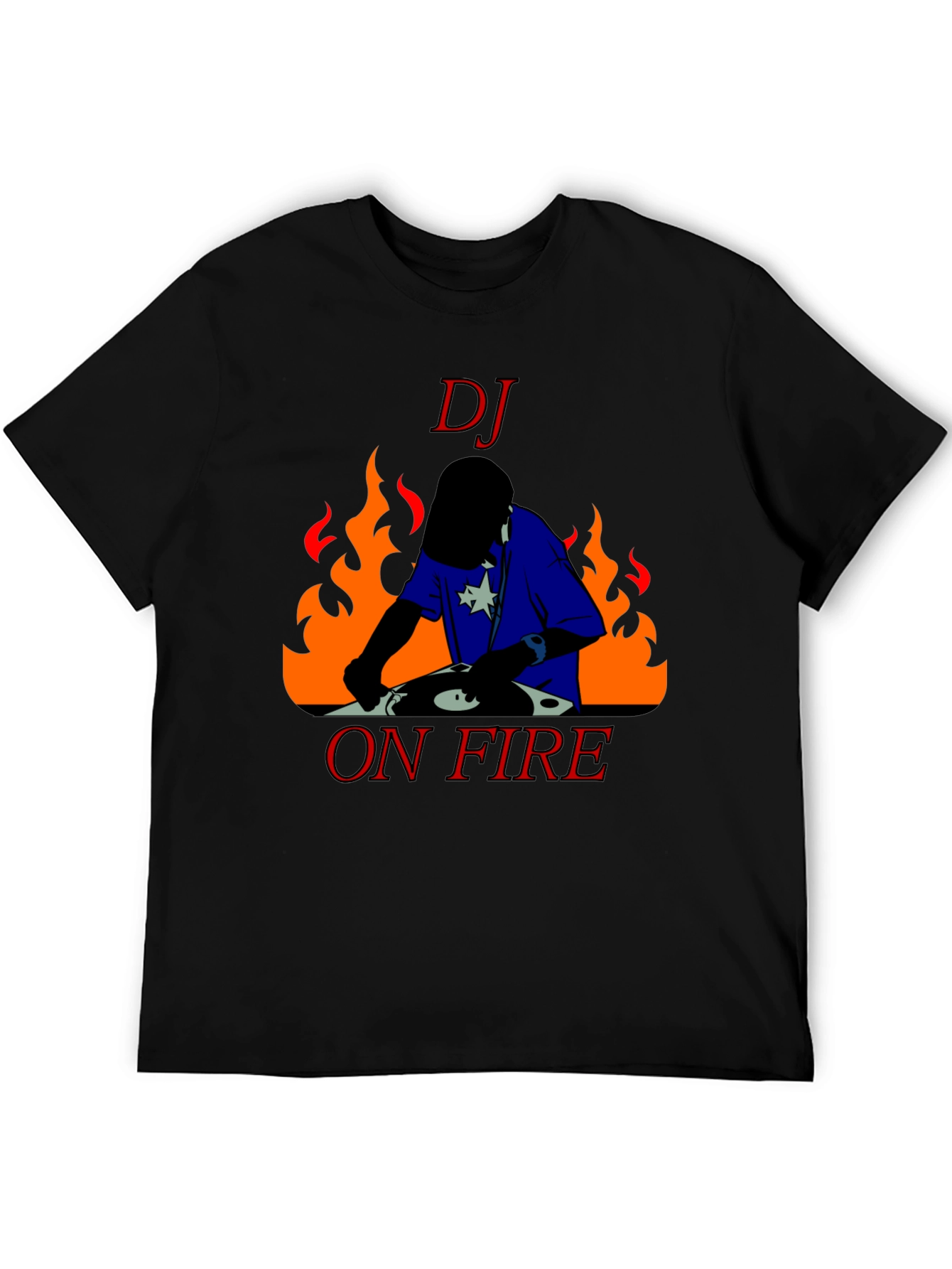 Black DJ On Fire Graphic Tee - Black Cotton T-Shirt view 5