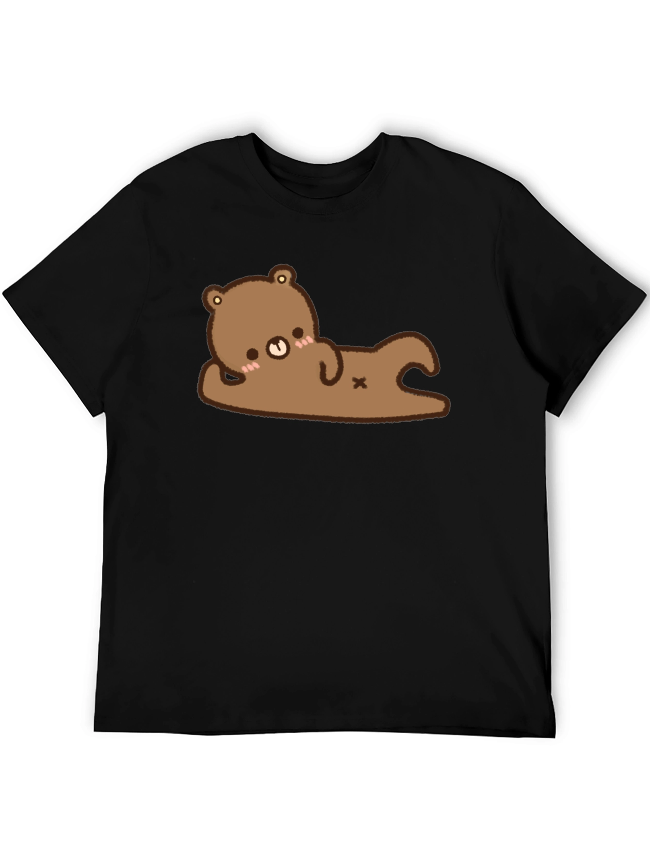 Black Cute Bear Graphic T-Shirt - Black Cotton Tee view 5