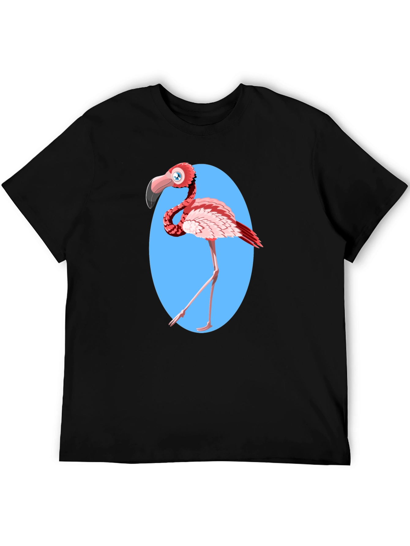 Black Cartoon Flamingo Graphic Tee - Fun Novelty Design view 5