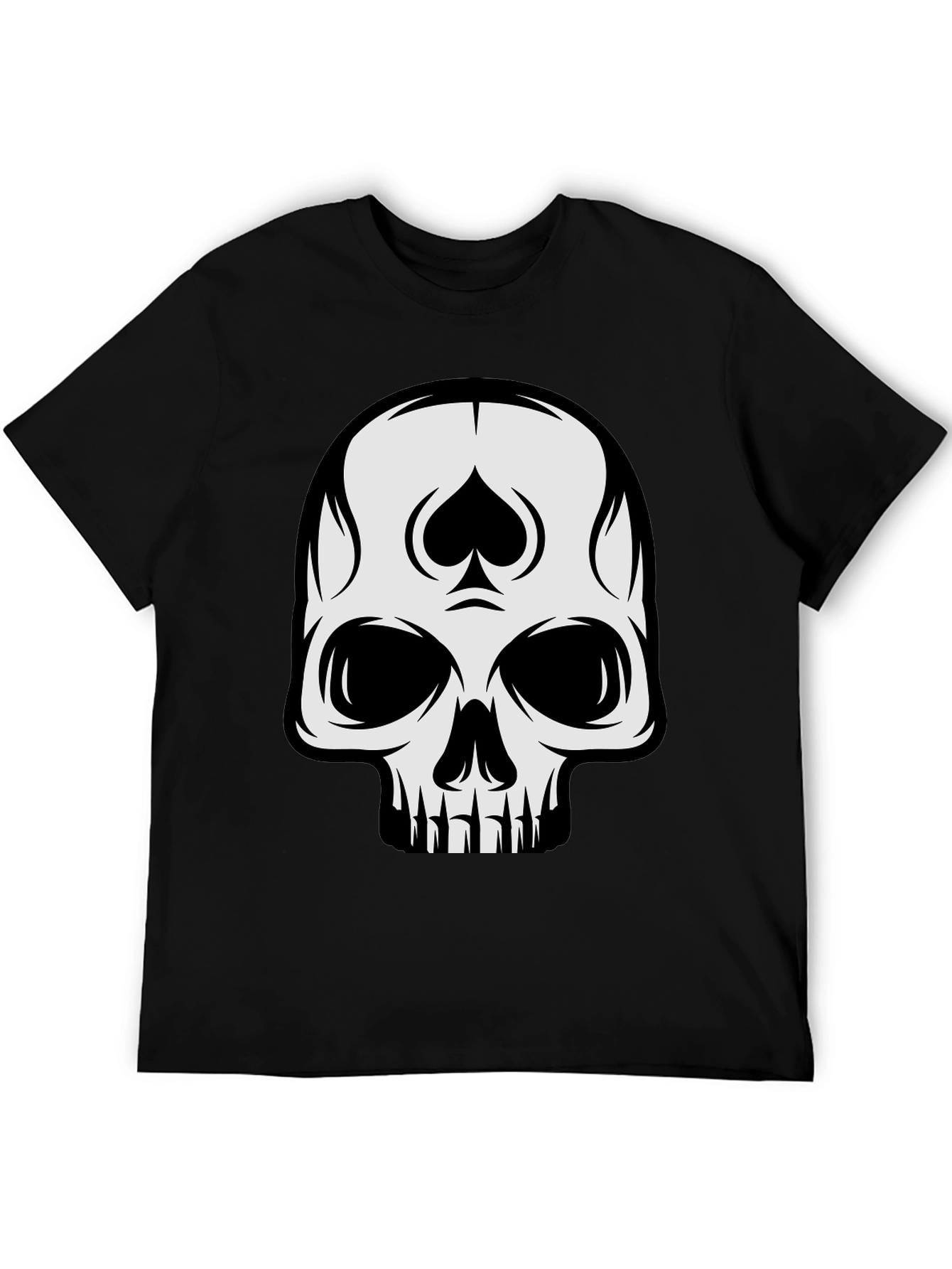 Black Skull Spade Graphic Black T-Shirt view 5
