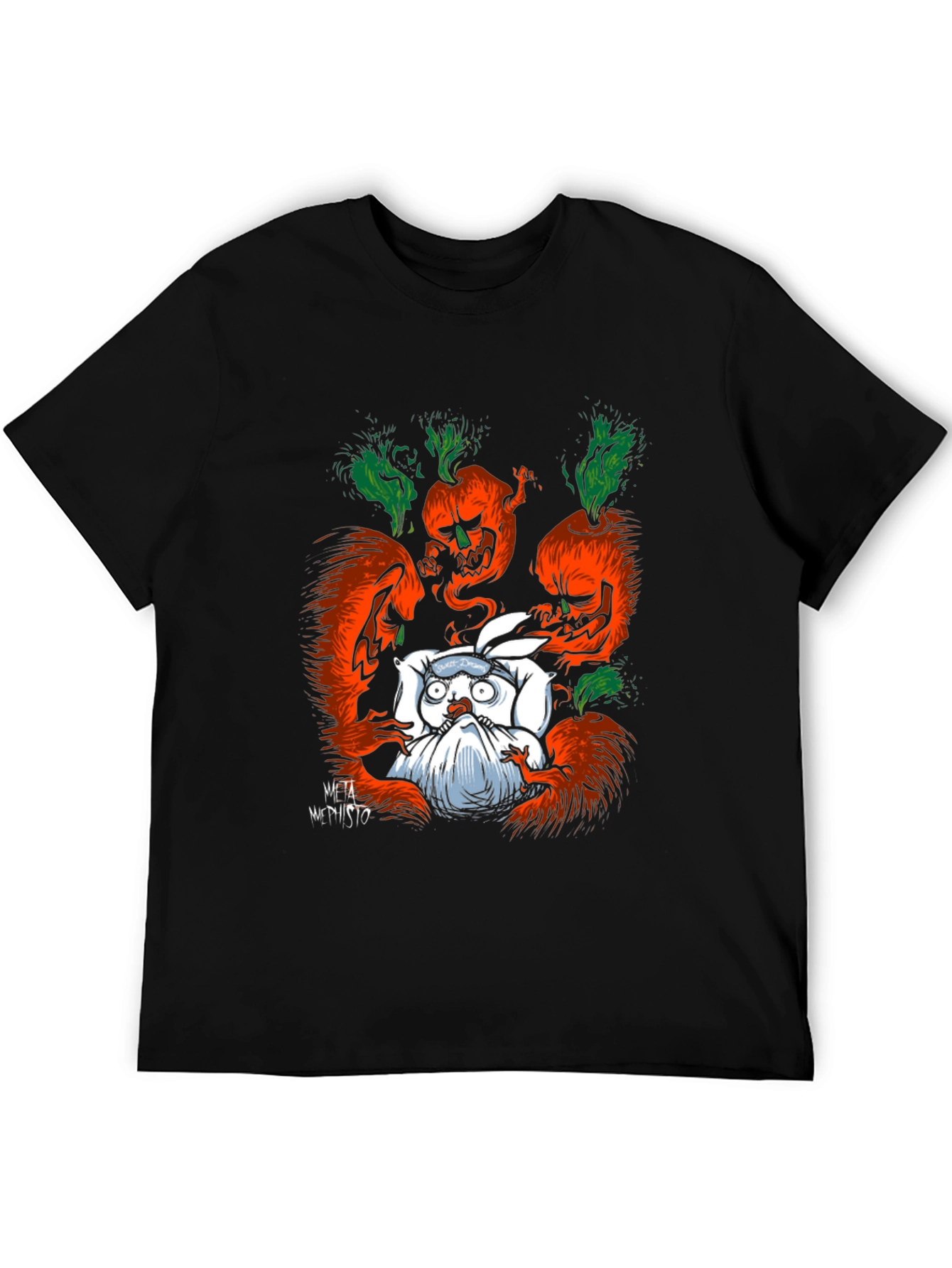 Black Spooky Carrot Rabbit T-Shirt - Dark Humor Graphic Tee view 5