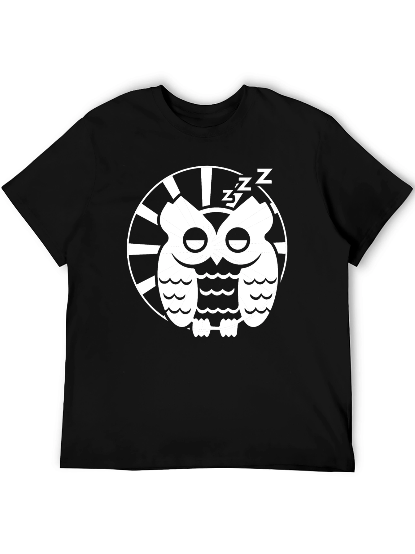 Black Sleepy Owl Graphic Tee - Black Cotton T-Shirt view 5