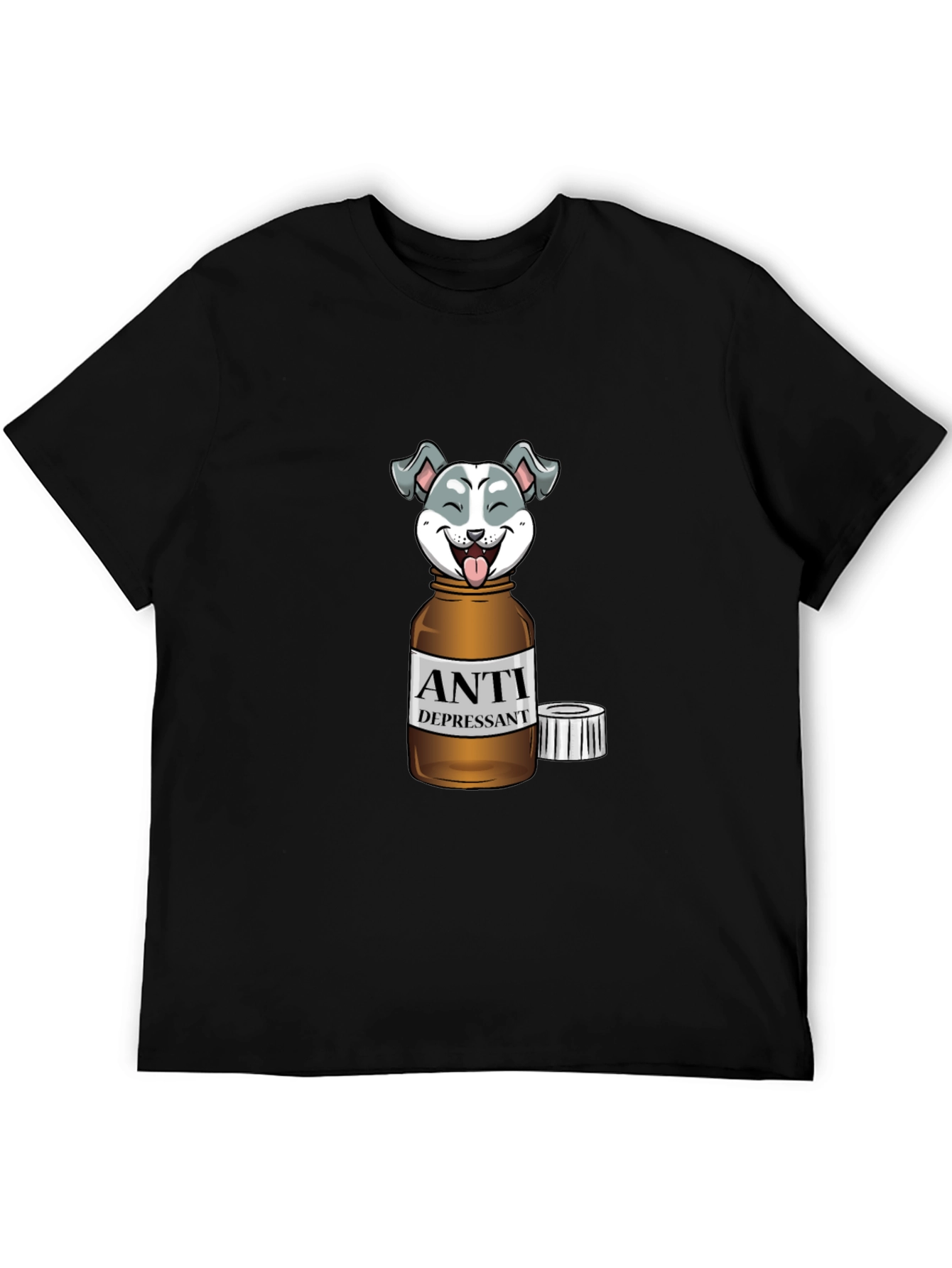 Black Anti Depressant Dog T-Shirt view 5