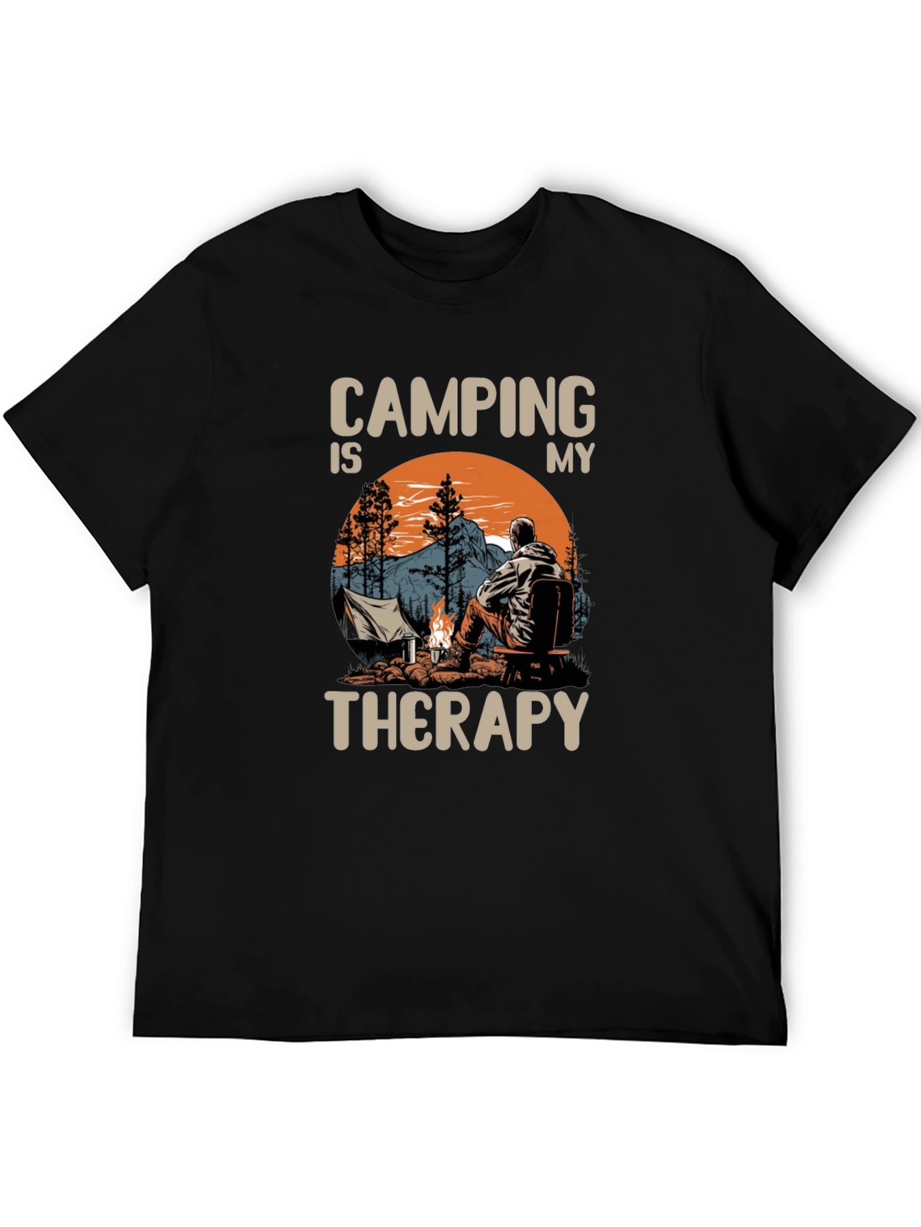 Black Camping is My Therapy Graphic T-Shirt view 5