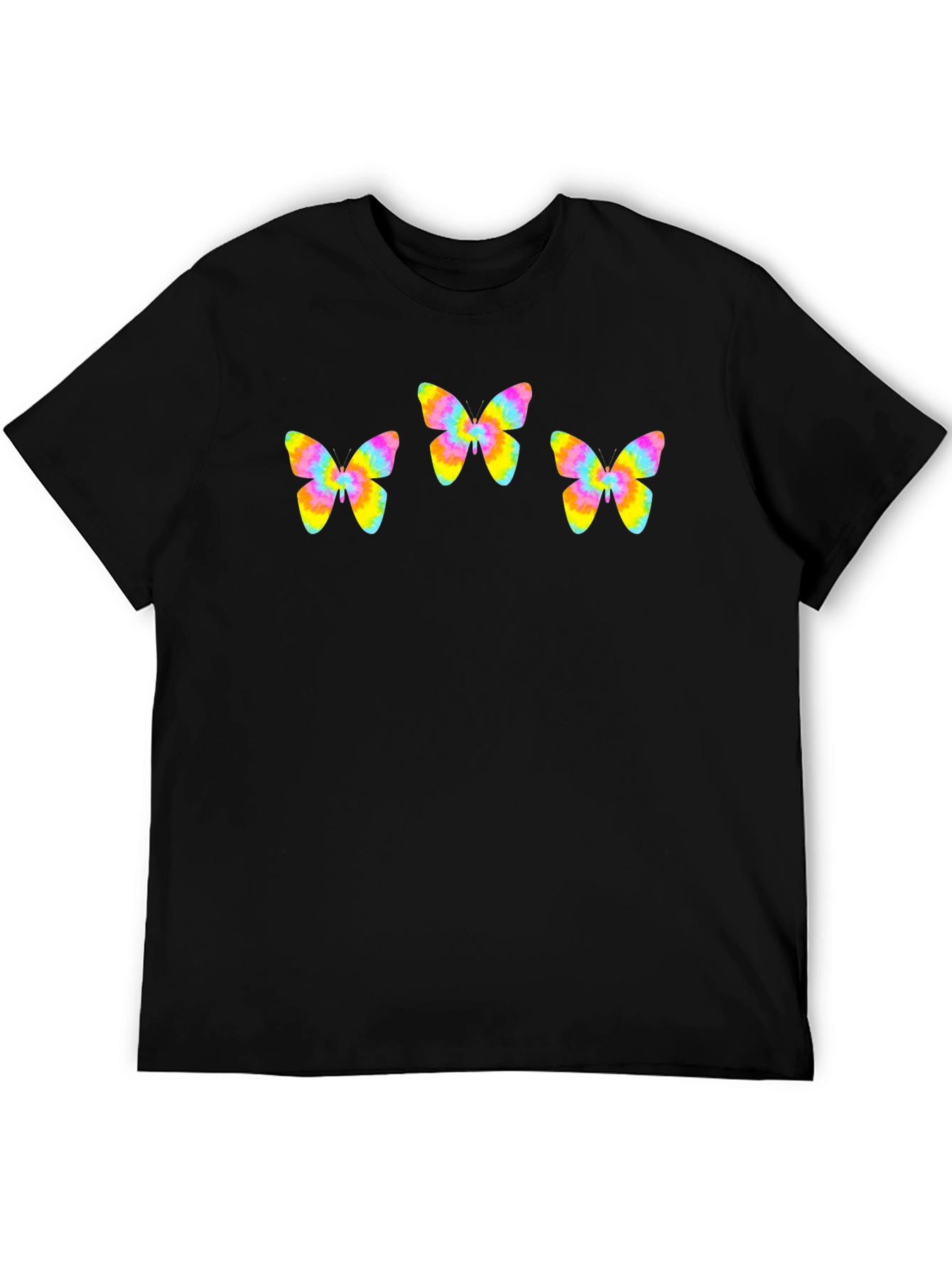 Black Butterfly Tie-Dye Graphic Tee - Black Cotton Blend view 5