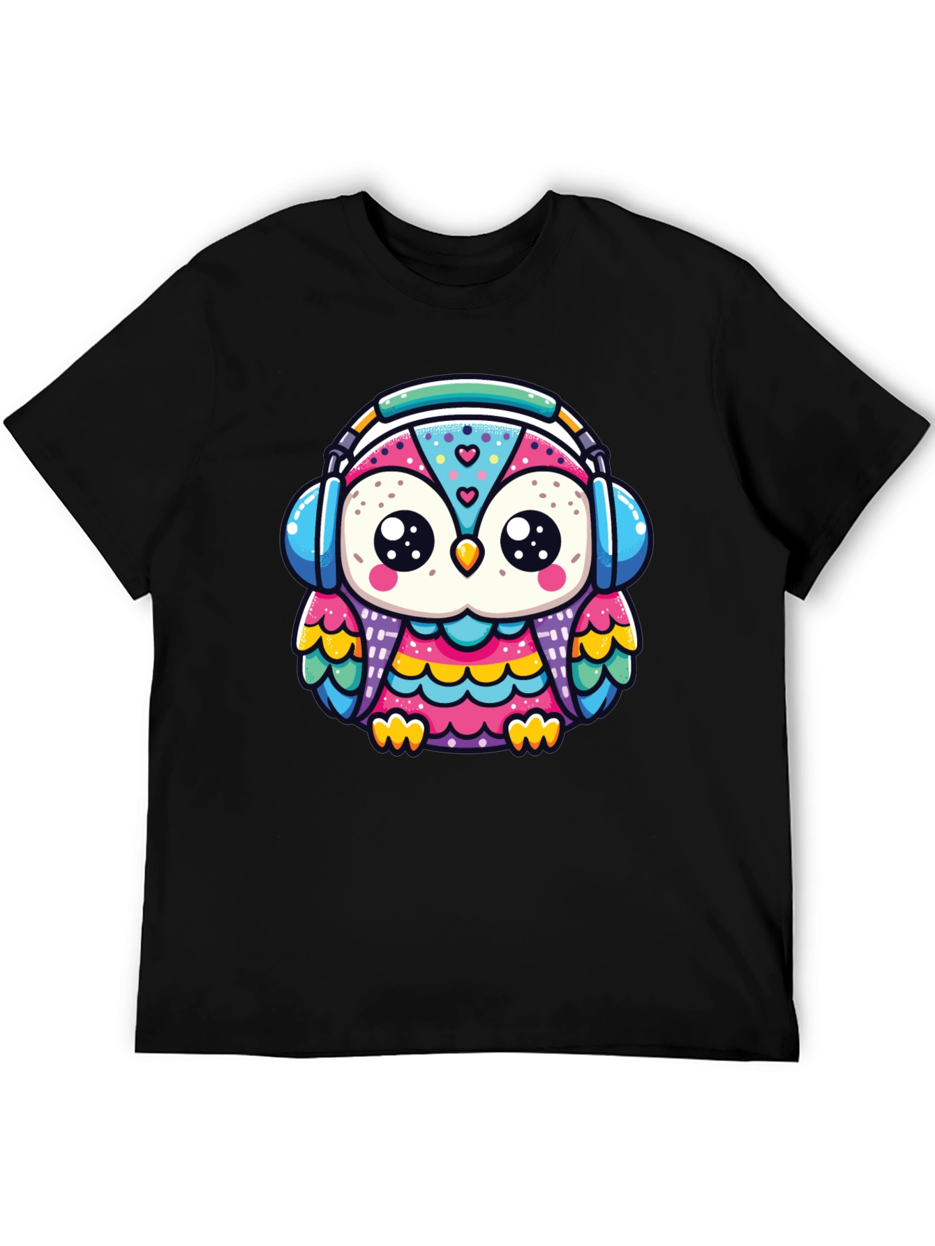 Black Owl Headphone Graphic Tee - Black view 5
