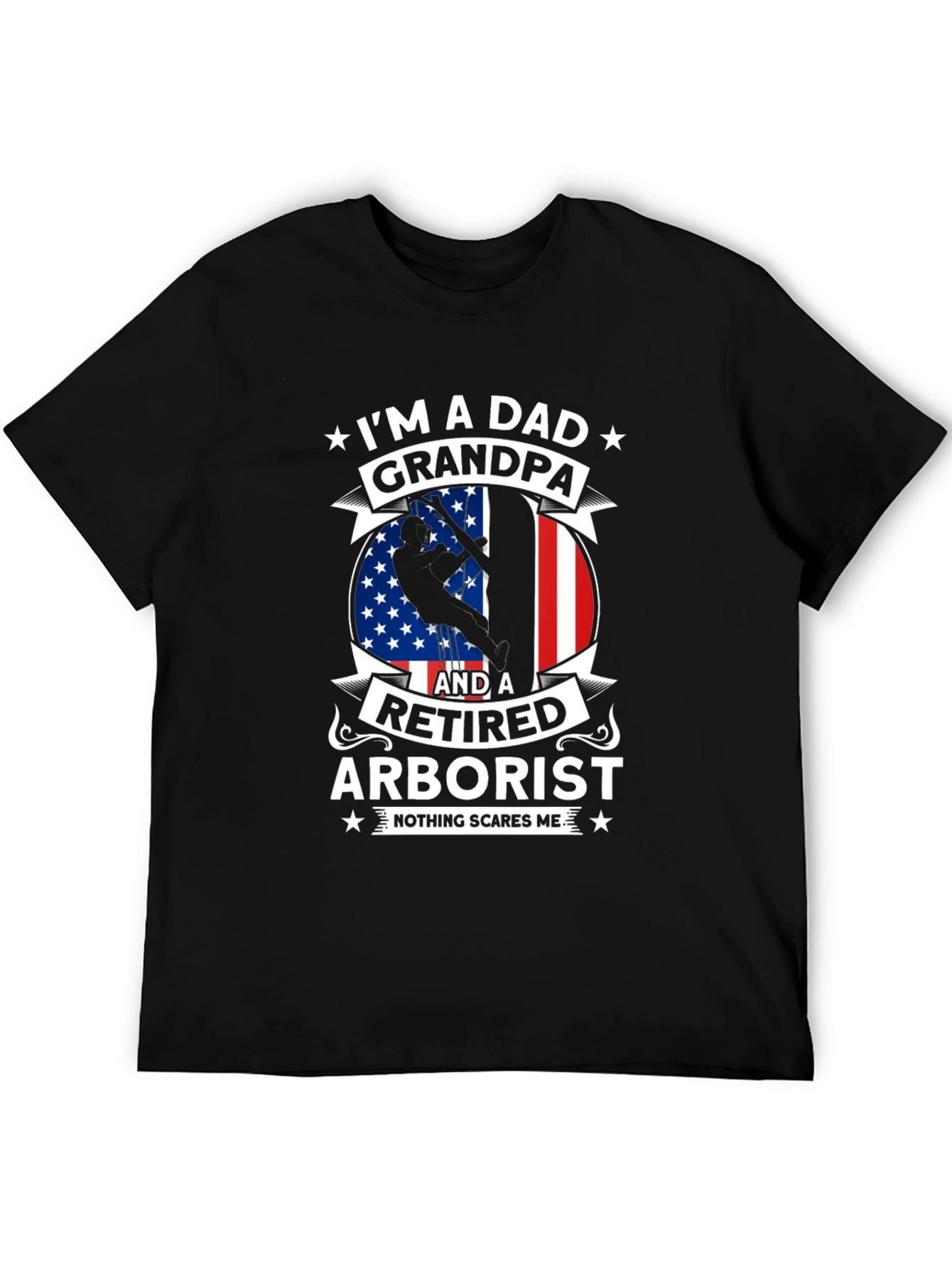 Black Retired Arborist Dad Grandpa T-Shirt view 5