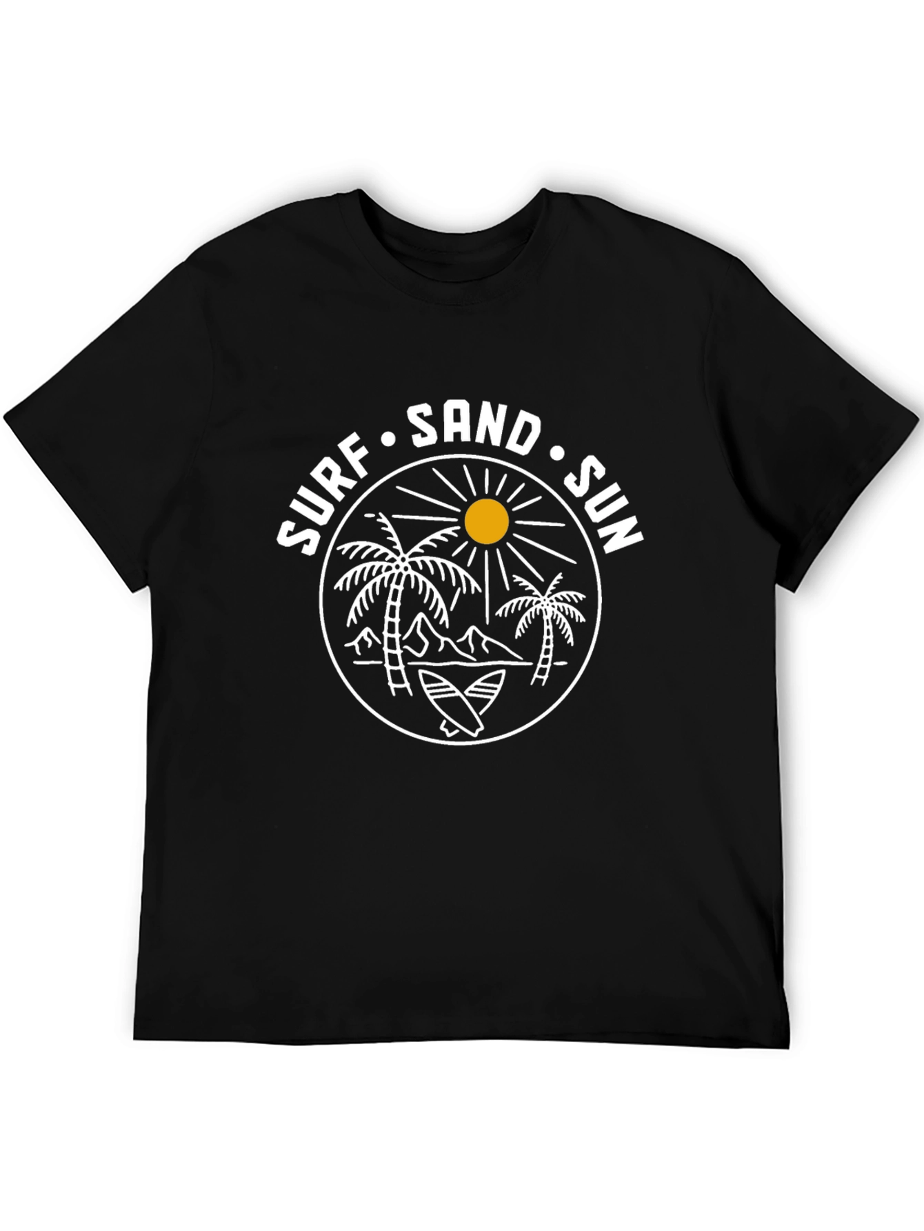 Black Surf Sand Sun Graphic Tee - Black Cotton T-Shirt view 5