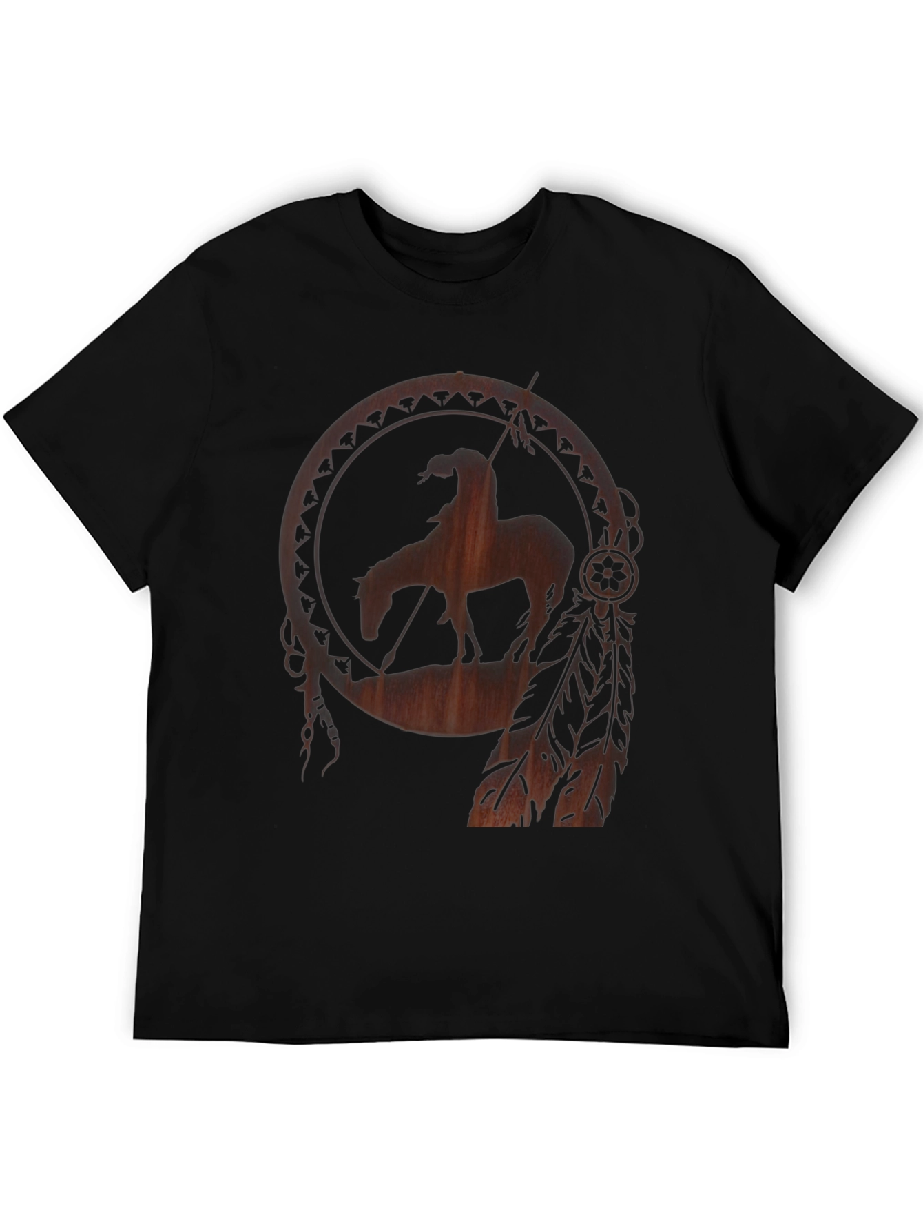Black Native American Horse Dreamcatcher Graphic Tee view 5