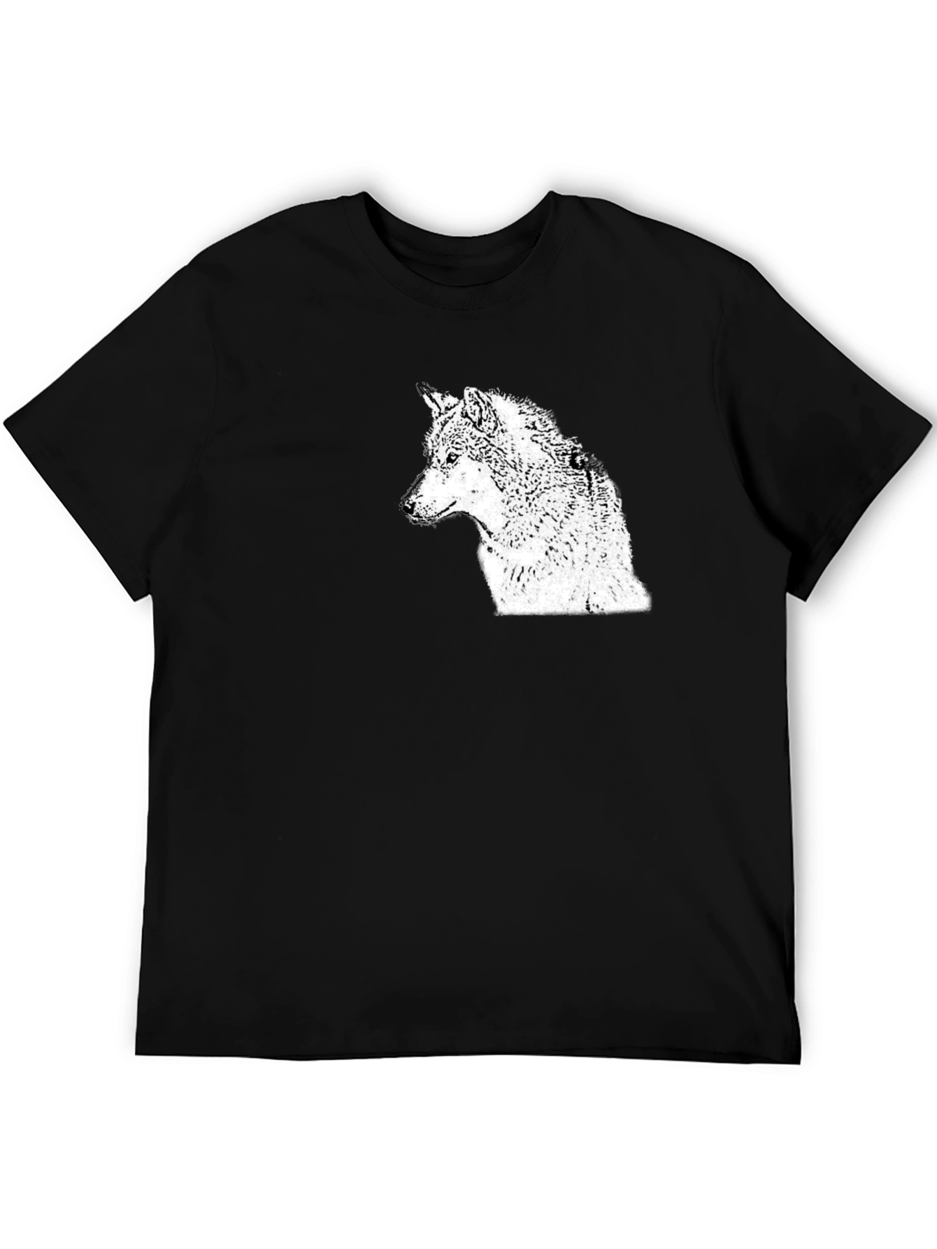 Black Wolf Graphic Print Crew Neck T-Shirt view 5