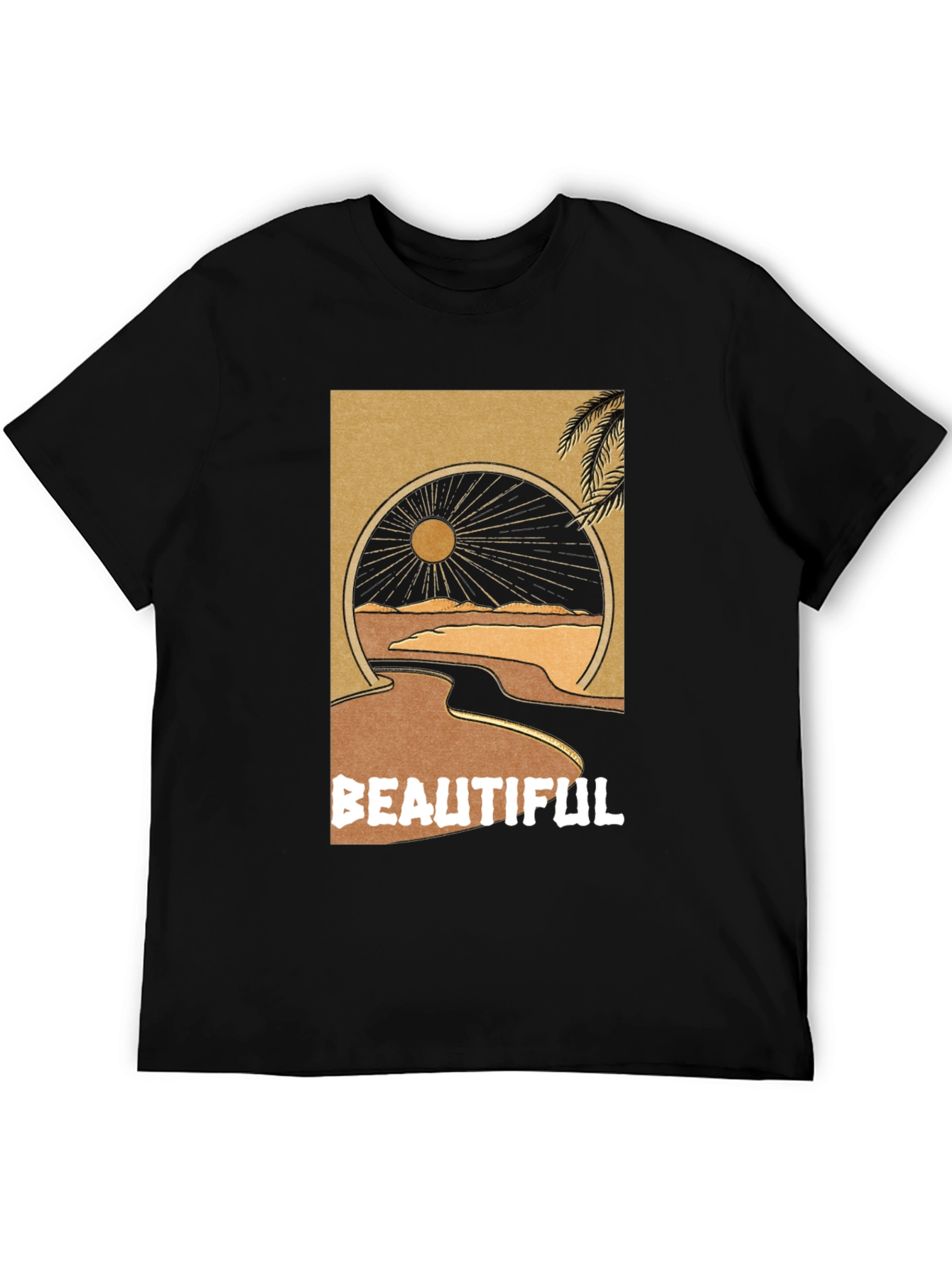 Black Beautiful Desert Graphic Tee - Men's Black T-Shirt view 5