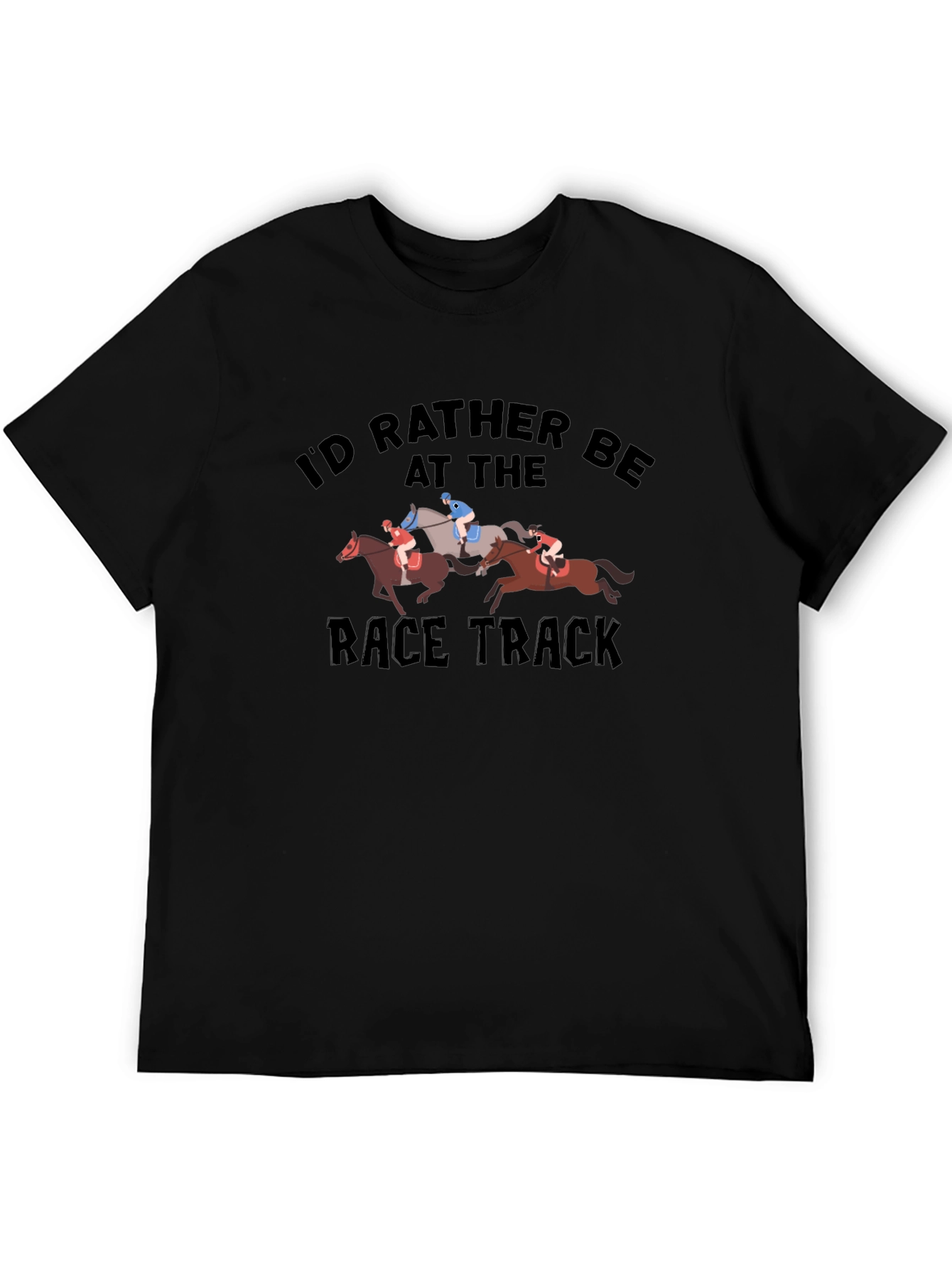 Black Race Track T-Shirt - Horse Racing Fan Tee view 5