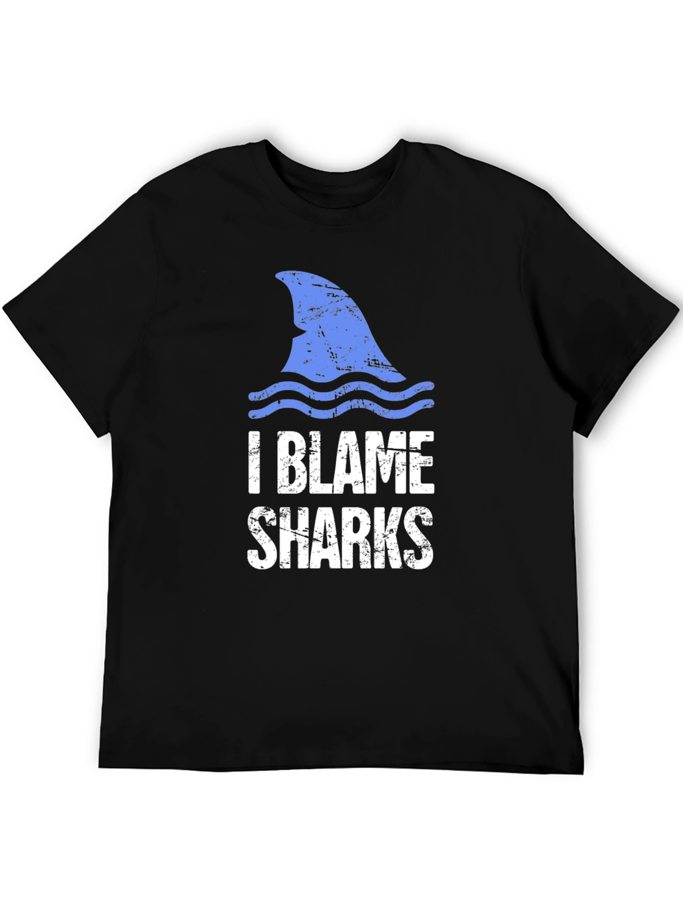 Black I Blame Sharks Graphic Tee - Black Cotton T-Shirt view 5