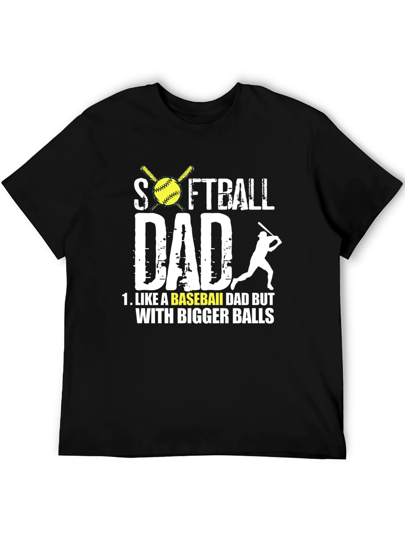 Black Softball Dad T-Shirt - Bigger Balls Tee view 5