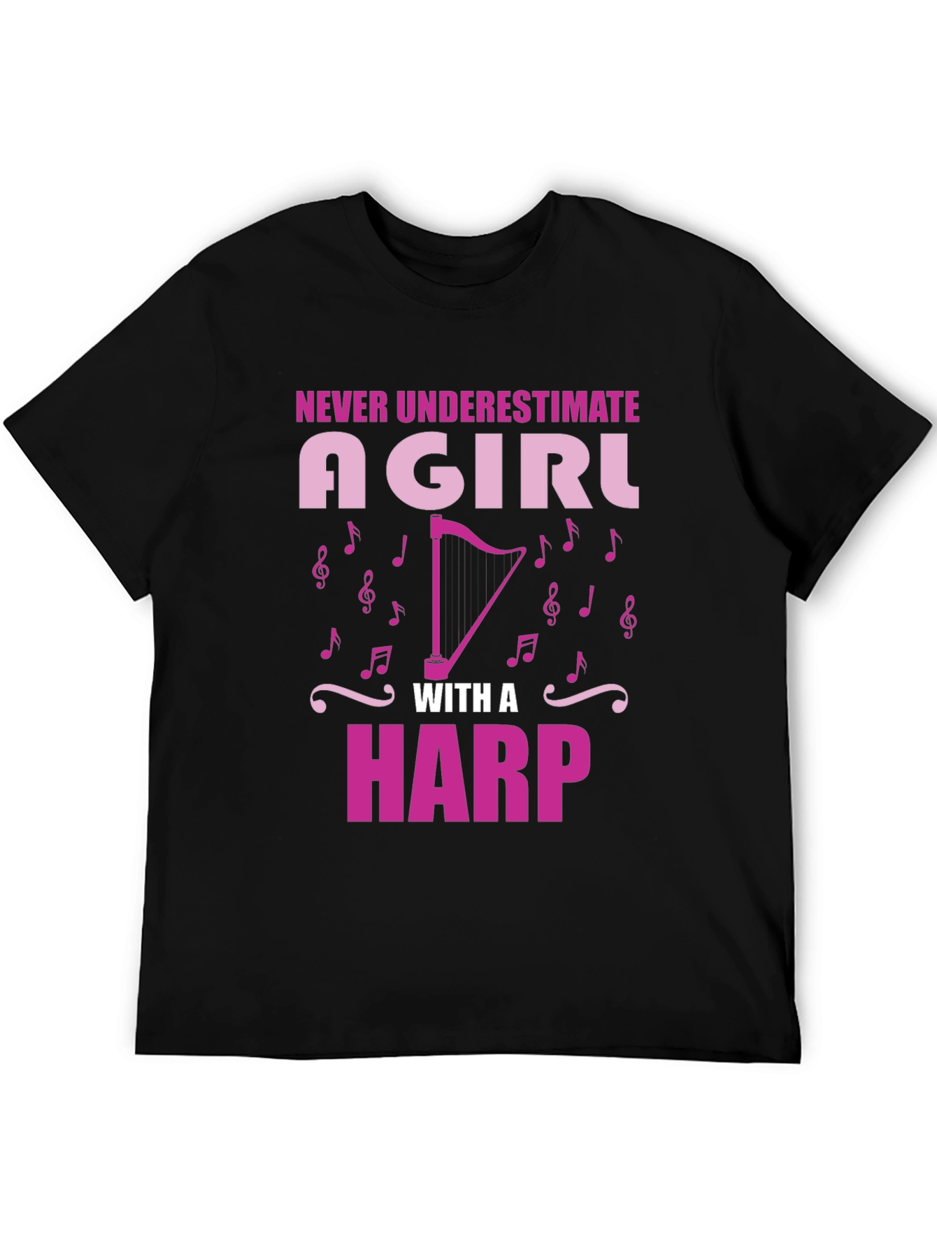 Black Never Underestimate Girl With Harp T-Shirt view 5