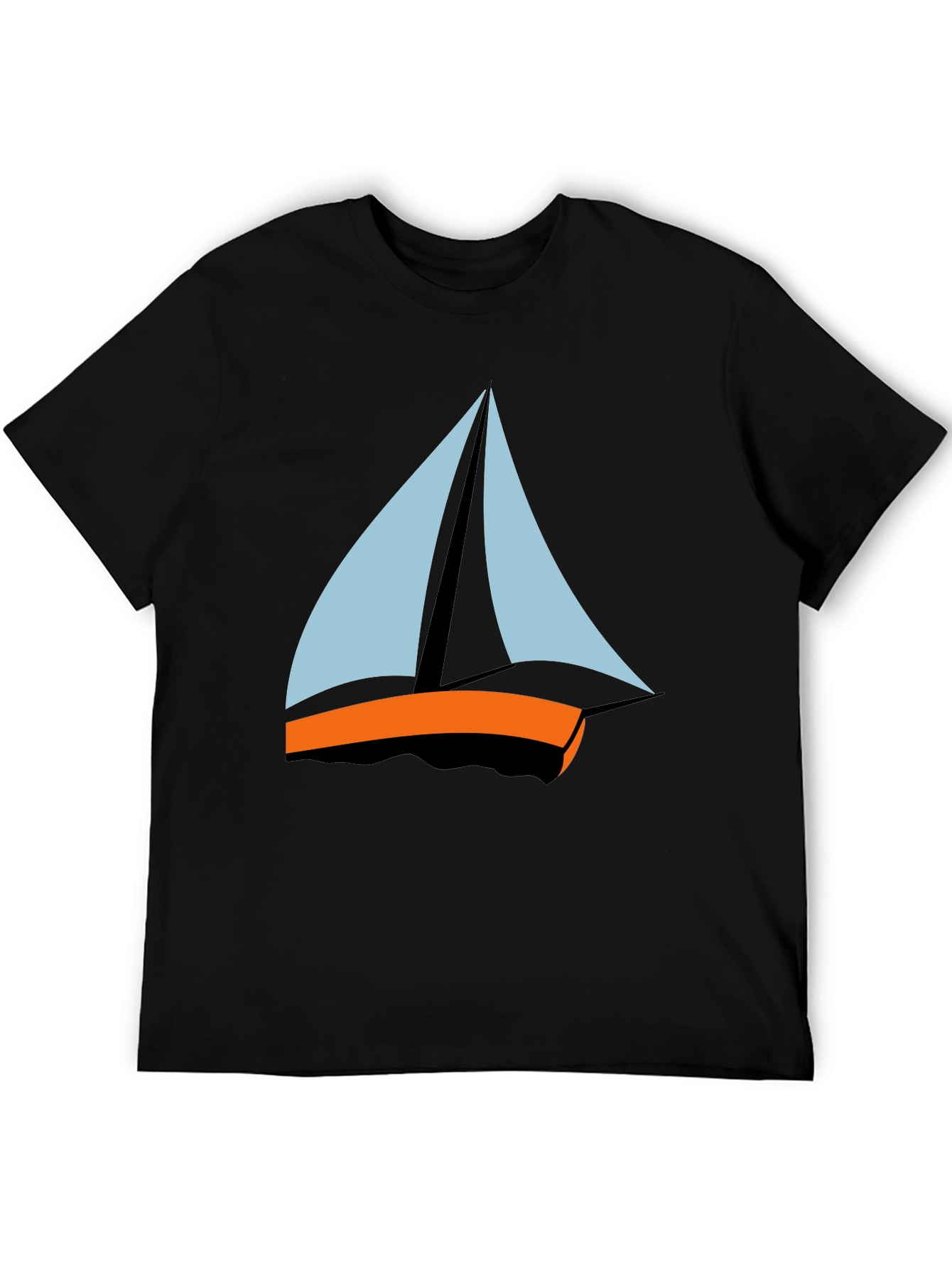 Black Men's Black T-Shirt - Sailboat Graphic Tee view 5