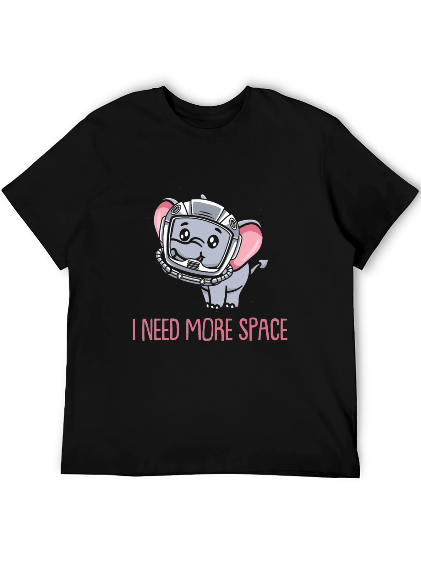Black I Need More Space T-Shirt: Cute Astronaut Elephant Design view 5