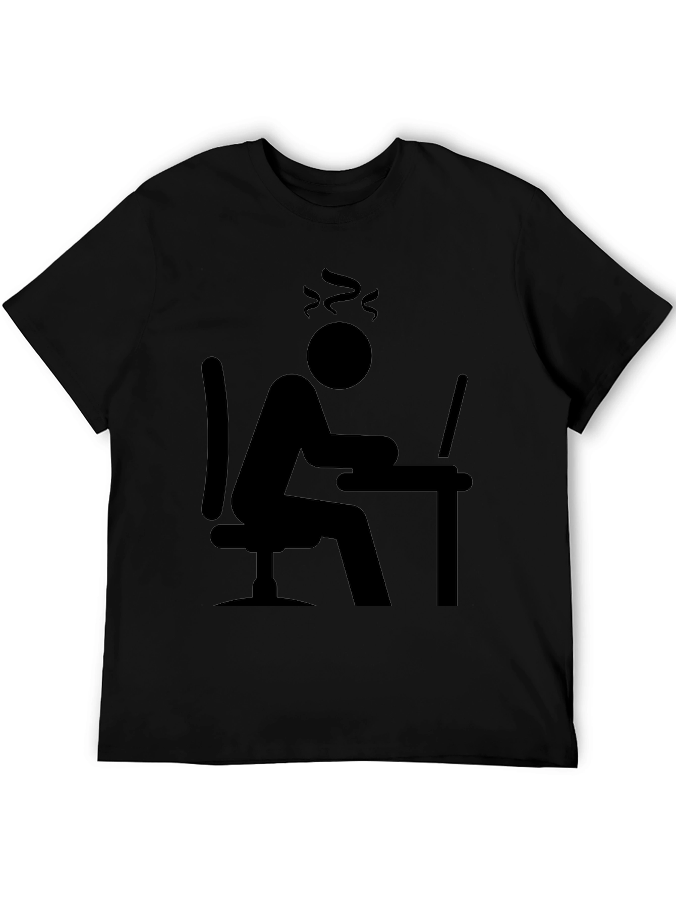 Black Stressed Computer User Graphic T-Shirt view 5