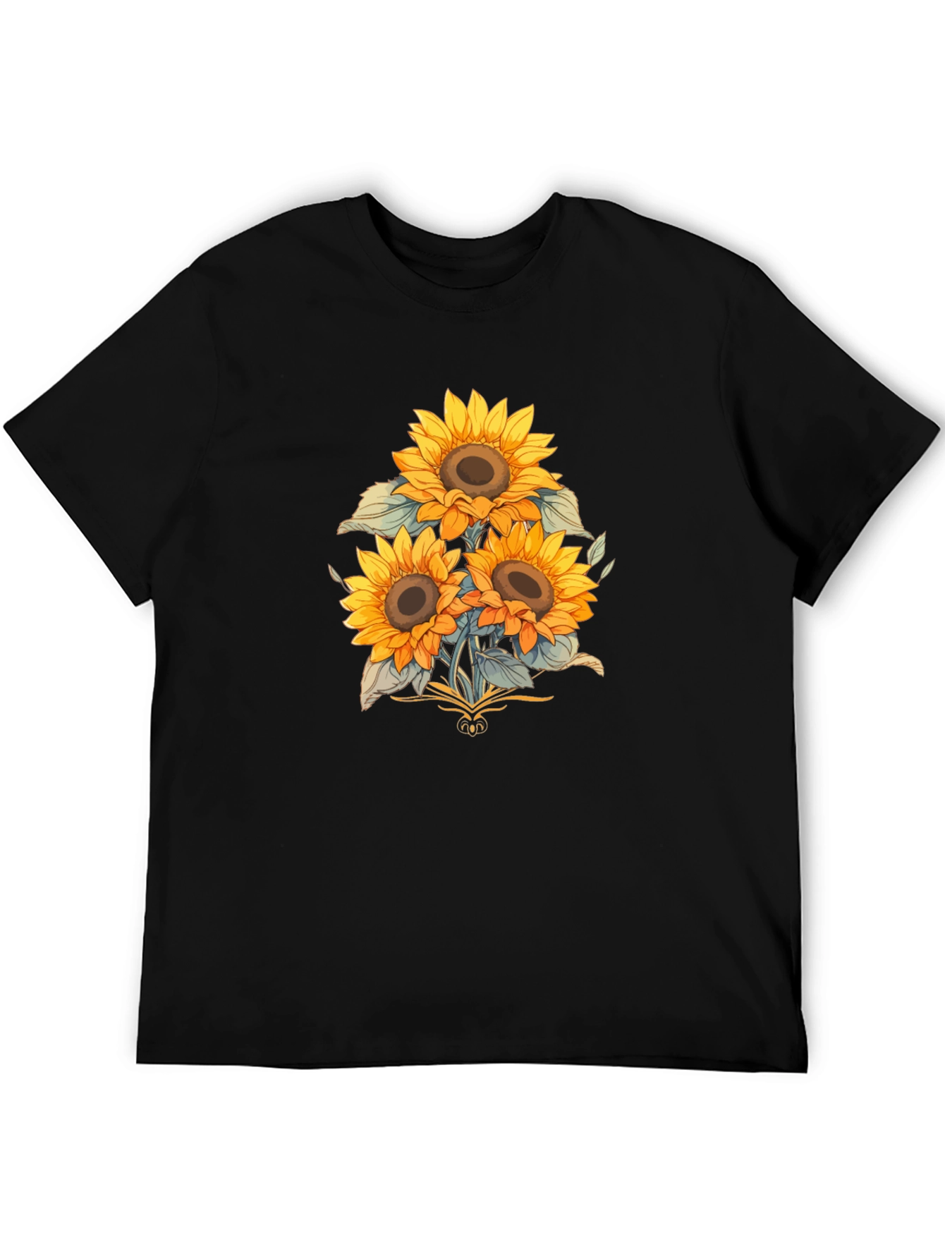 Black Sunflower Graphic Print Black T-Shirt view 5