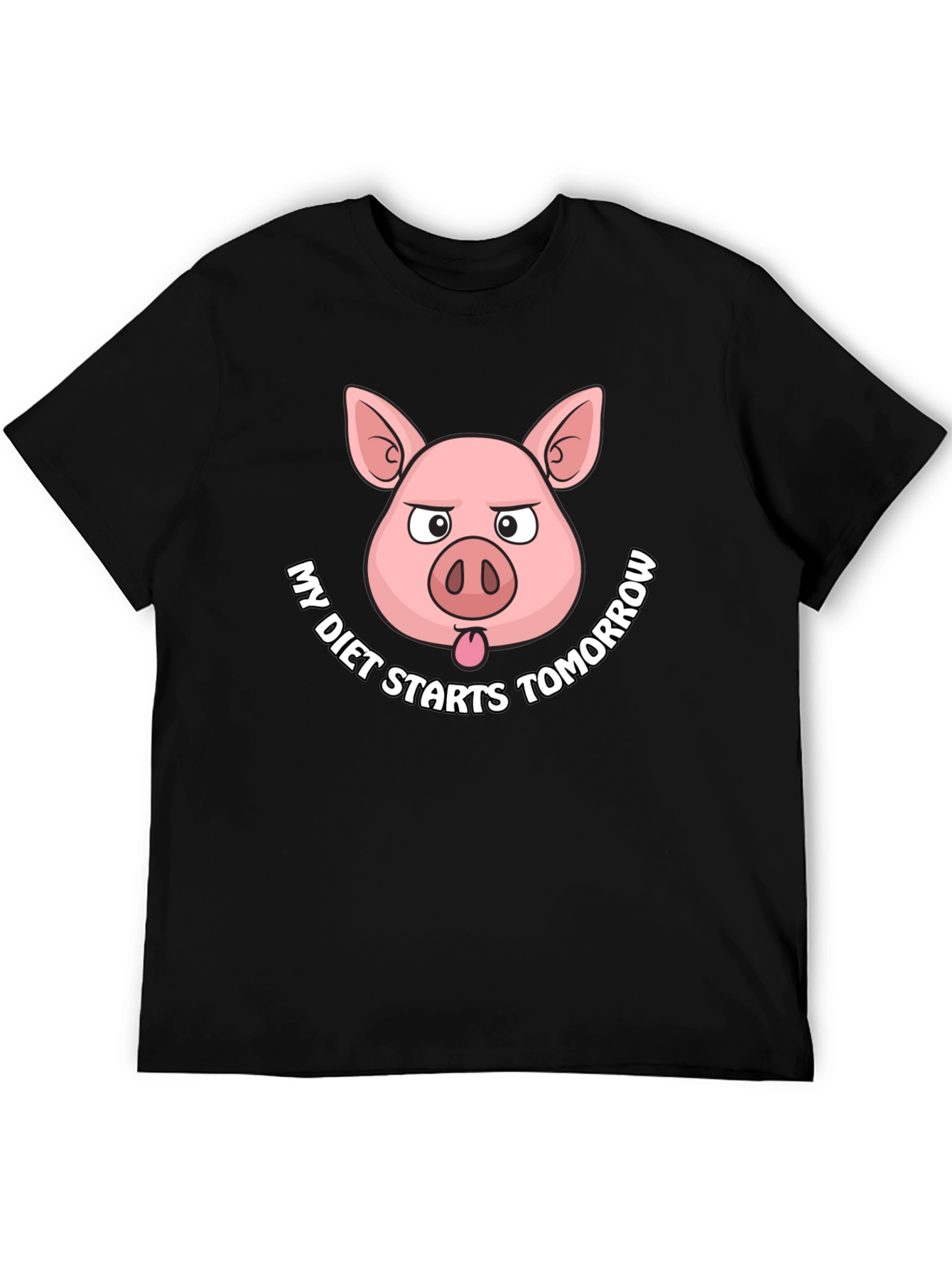 Black Funny Pig Diet T-Shirt - My Diet Starts Tomorrow view 5