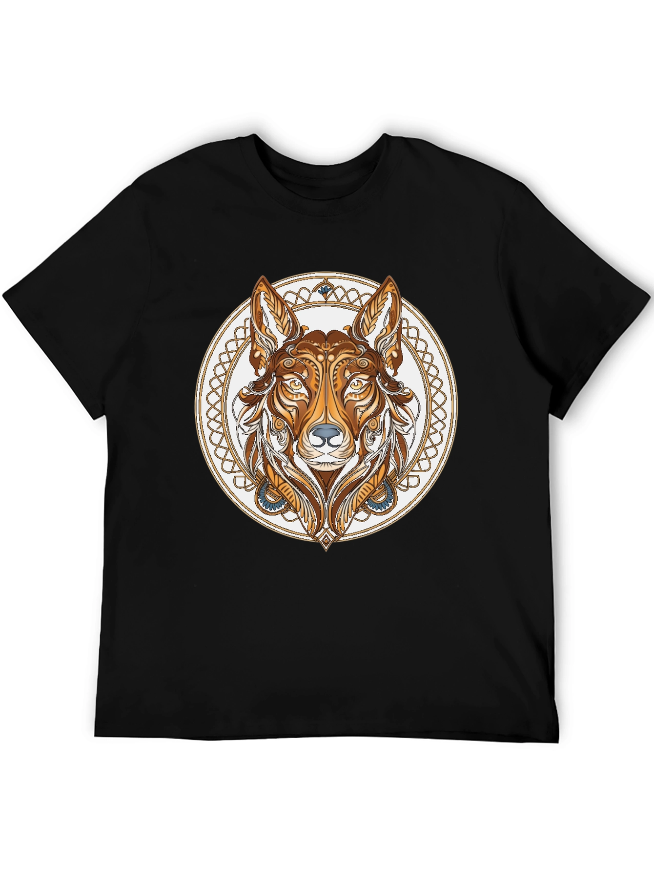 Black Tribal Wolf Graphic Tee - Black view 5