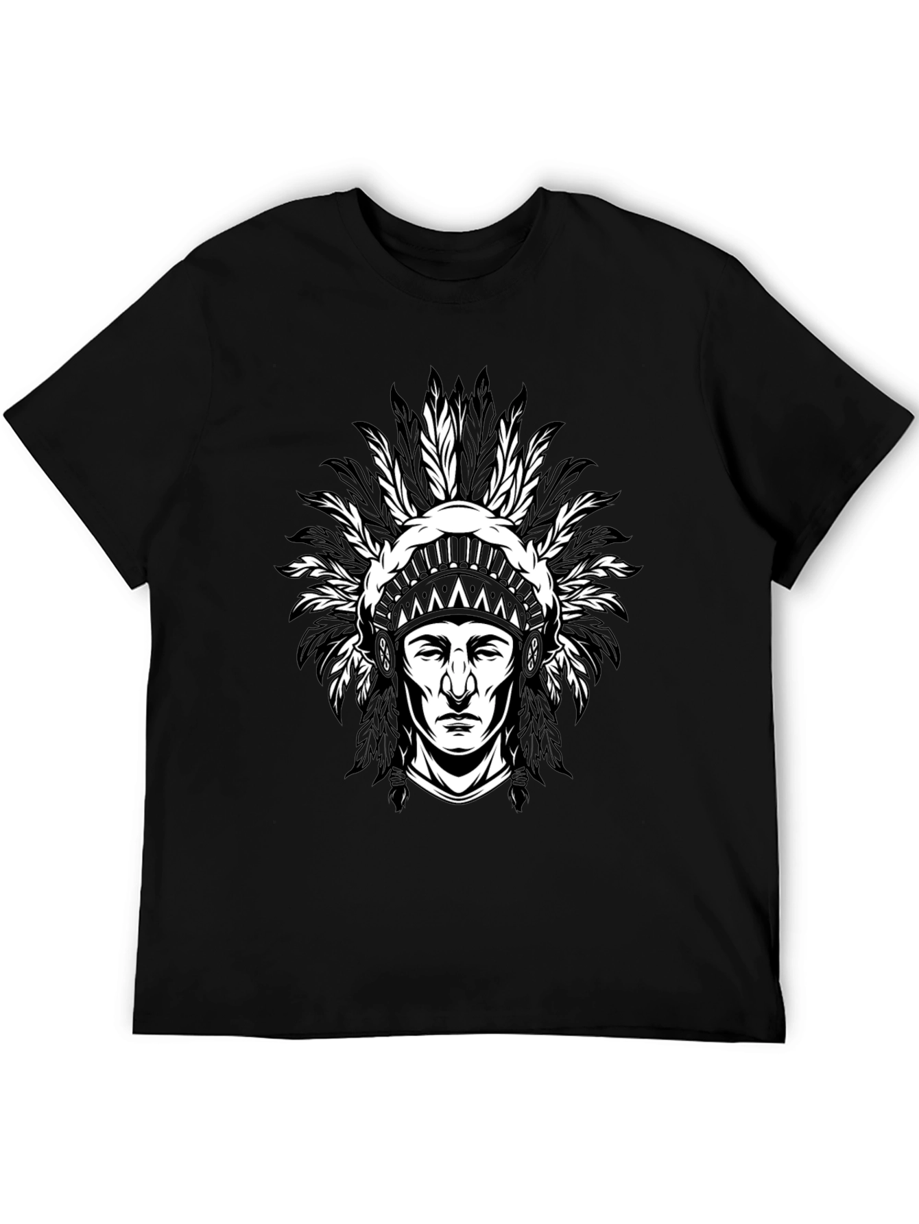 Black Native American Chief Graphic T-Shirt - Black view 5