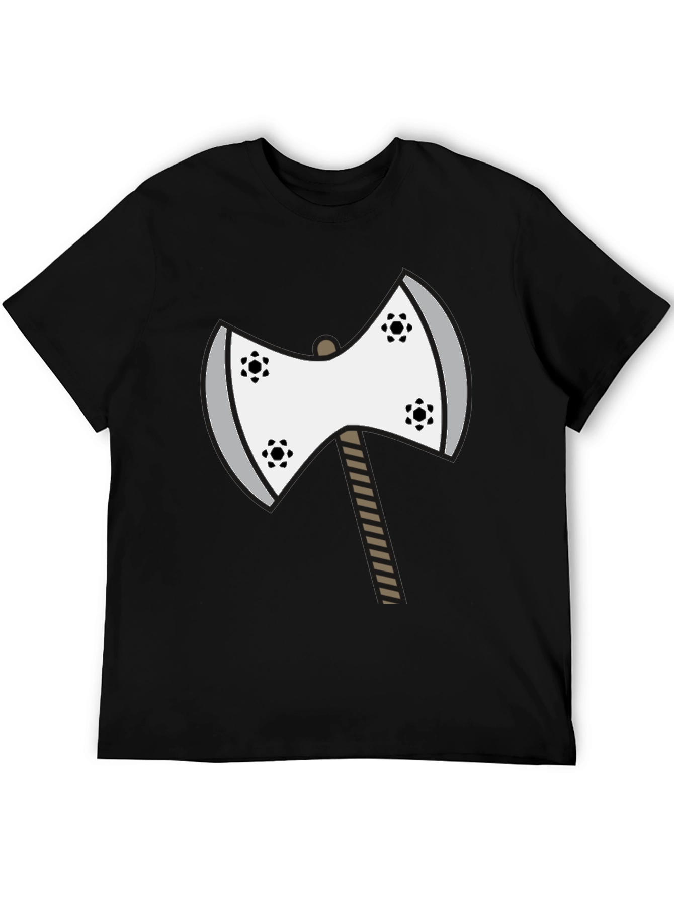 Black Axe Graphic Tee - Unique Cartoon Double Axe Design view 5