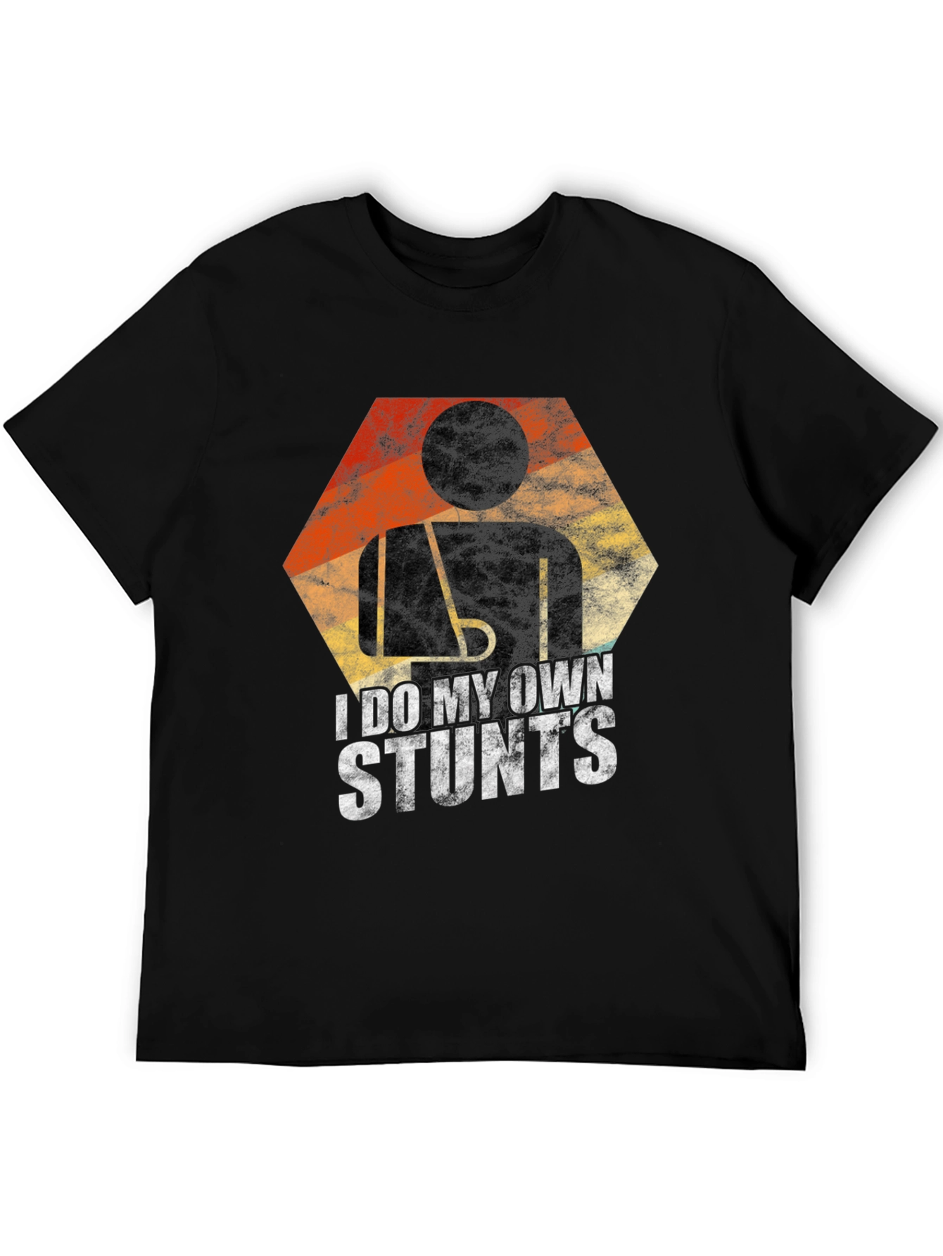 Black I Do My Own Stunts T-Shirt - Injured Humor Graphic Tee view 5