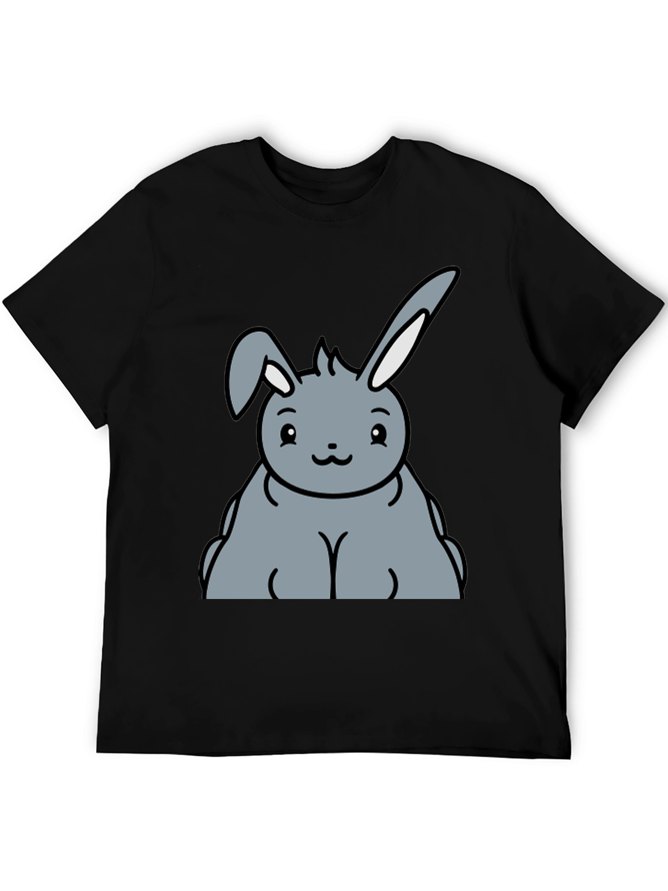Black Cute Cartoon Bunny Graphic T-Shirt view 5