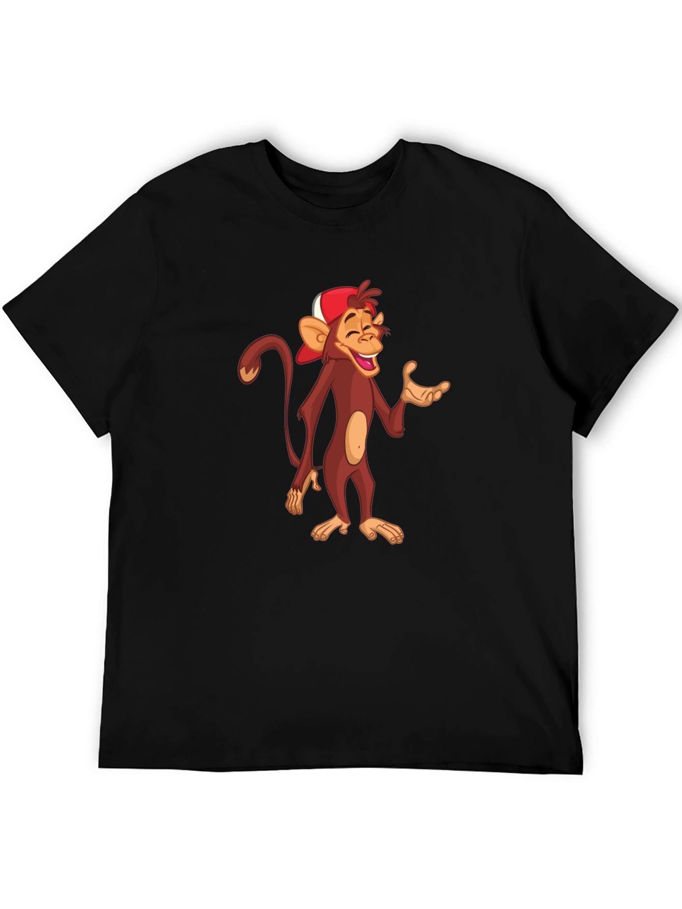 Black Cartoon Monkey Graphic T-Shirt - Casual Black Tee view 5