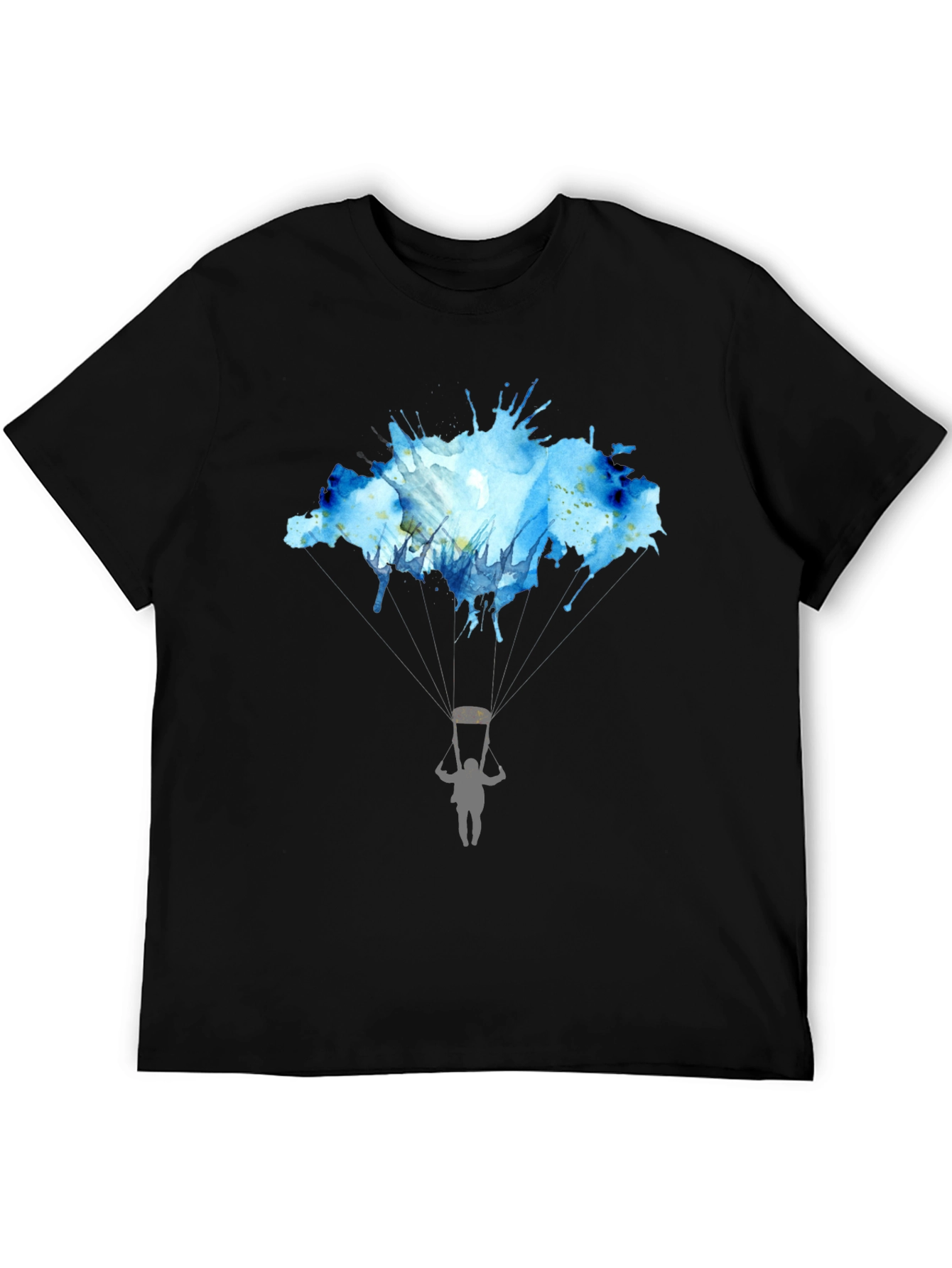 Black Watercolor Skydiving T-Shirt view 5