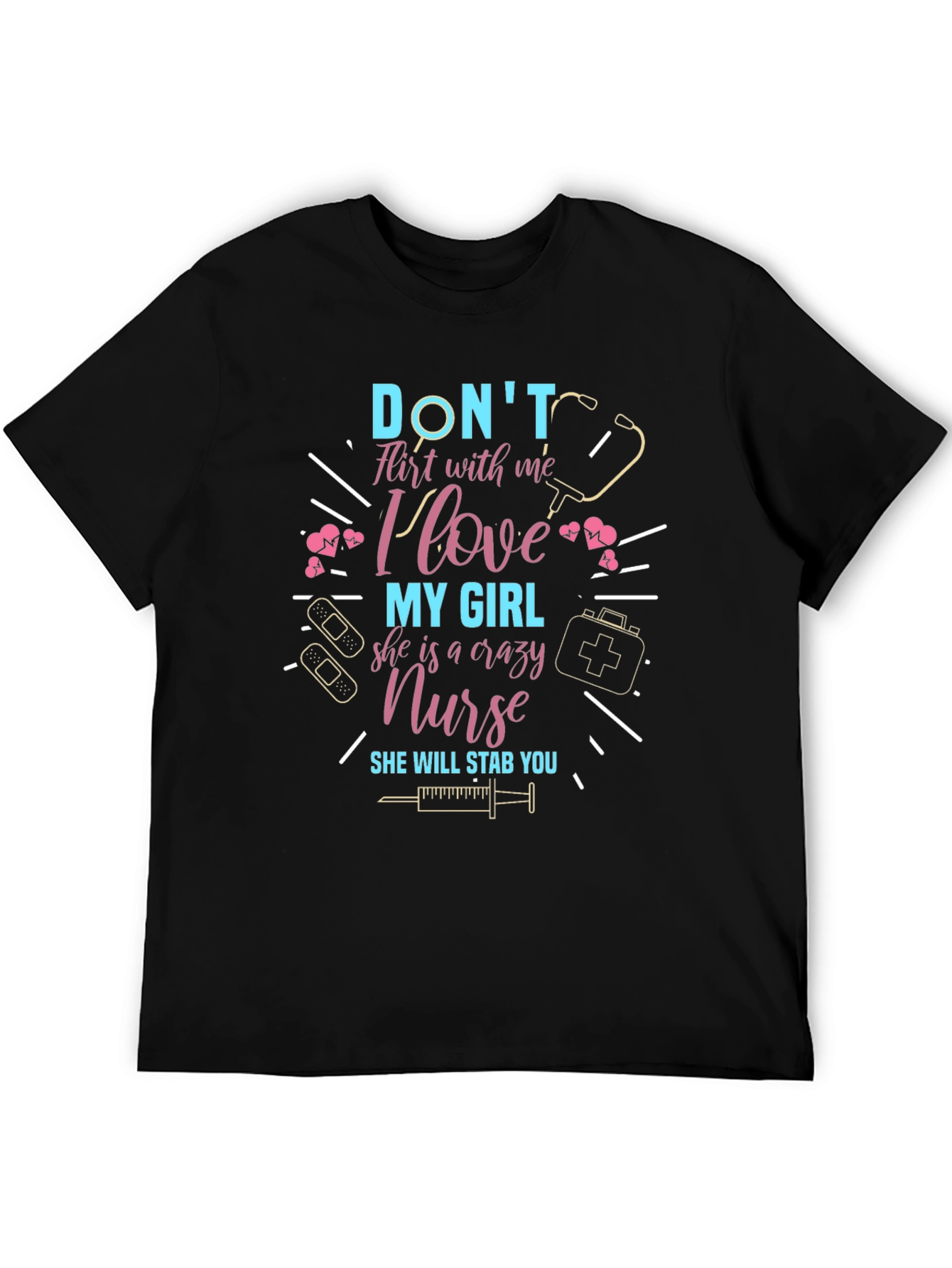 Black Crazy Nurse T-Shirt - Don't Flirt With Me view 5