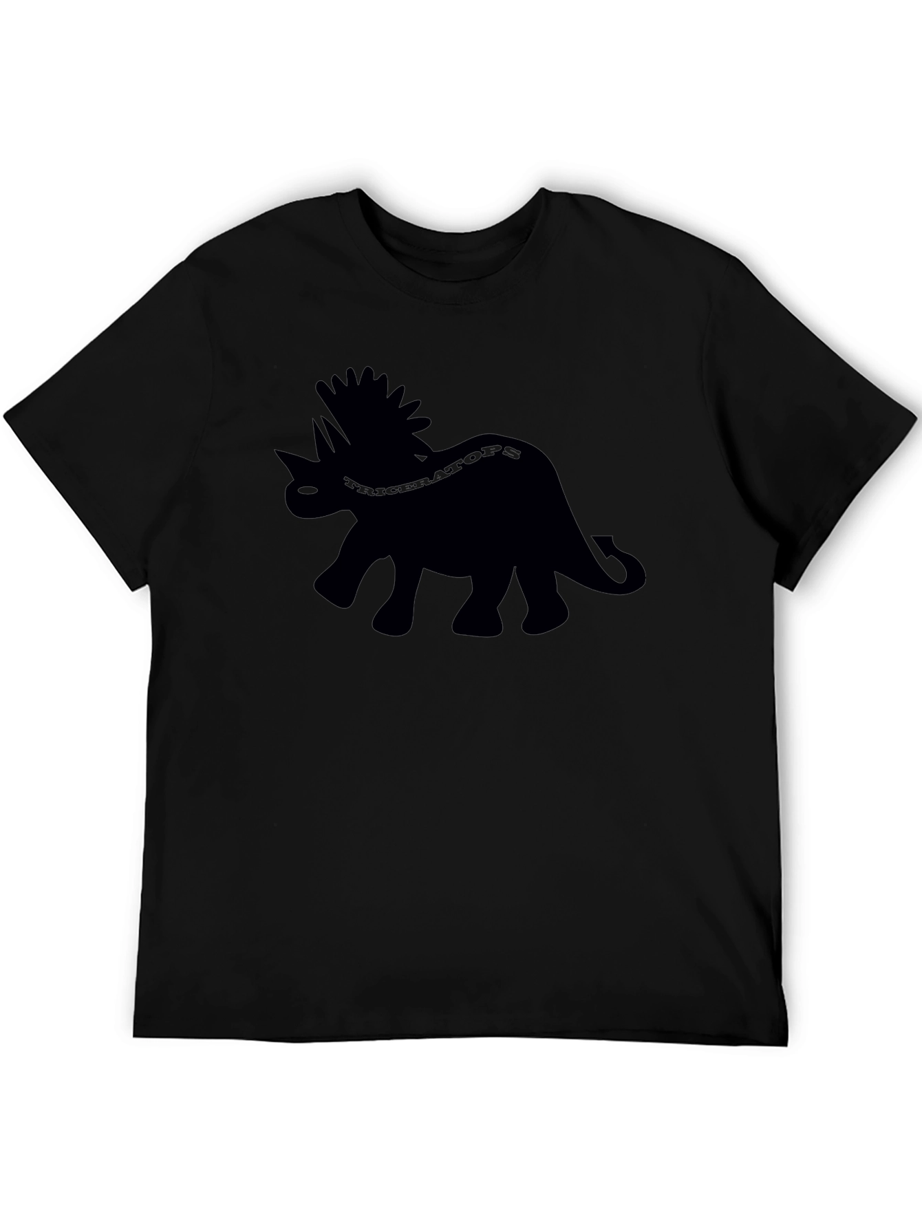 Black Triceratops Dinosaur Graphic Tee - Black view 5