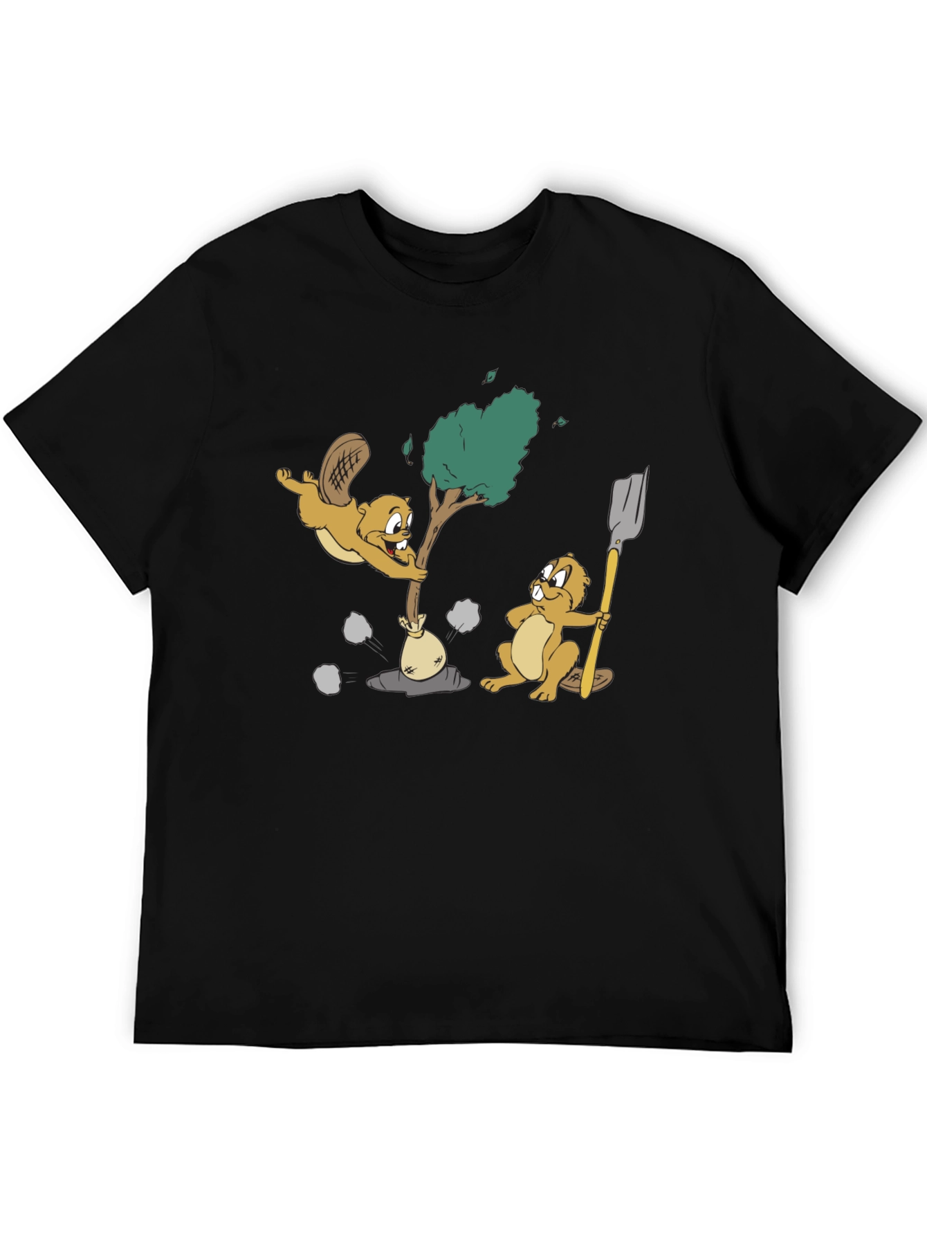 Black Cartoon Beaver T-Shirt view 5