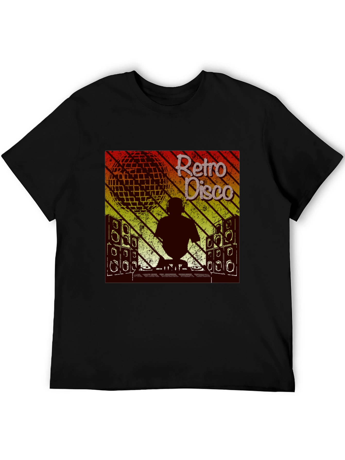Black Retro Disco DJ Graphic T-Shirt view 5