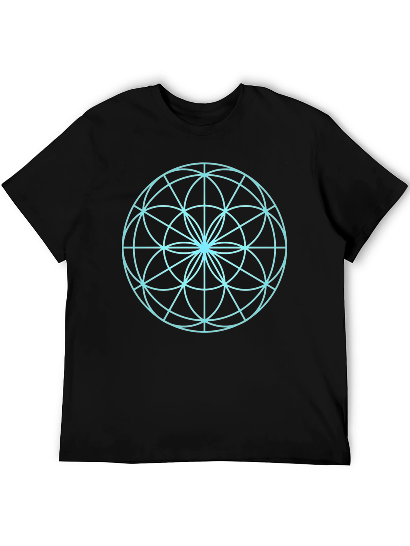 Black Geometric Circle Design Black T-Shirt view 5
