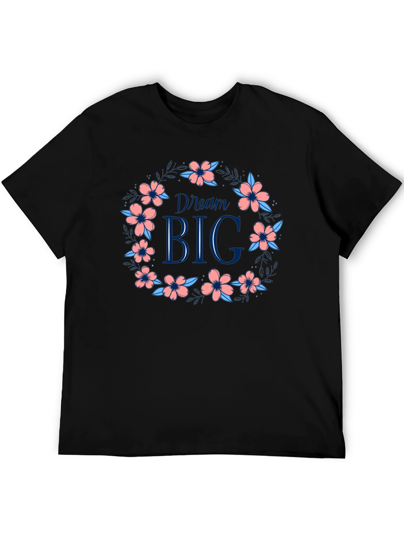 Black Dream Big Floral Wreath Graphic Tee - Black view 5