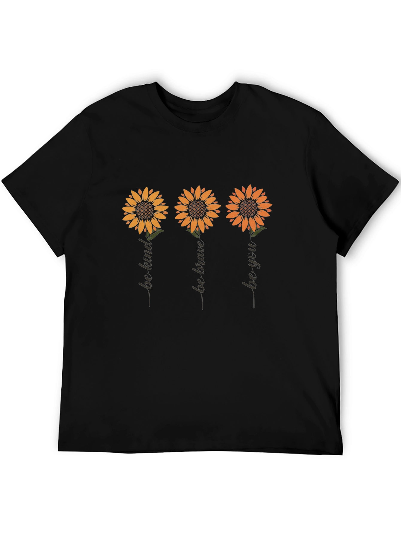 Black Sunflower Inspirational Black T-Shirt view 5