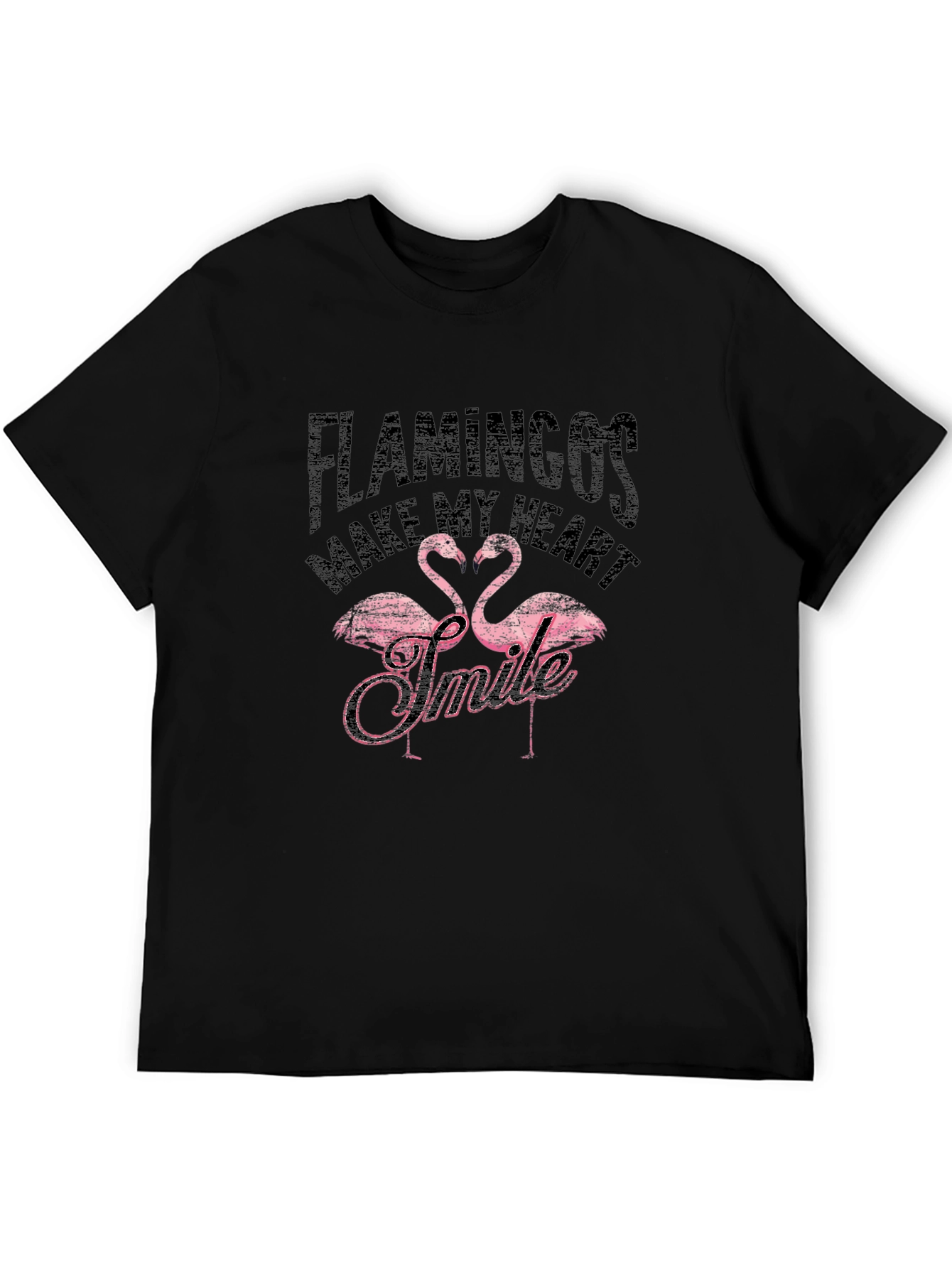 Black Flamingos Make My Heart Smile T-Shirt view 5