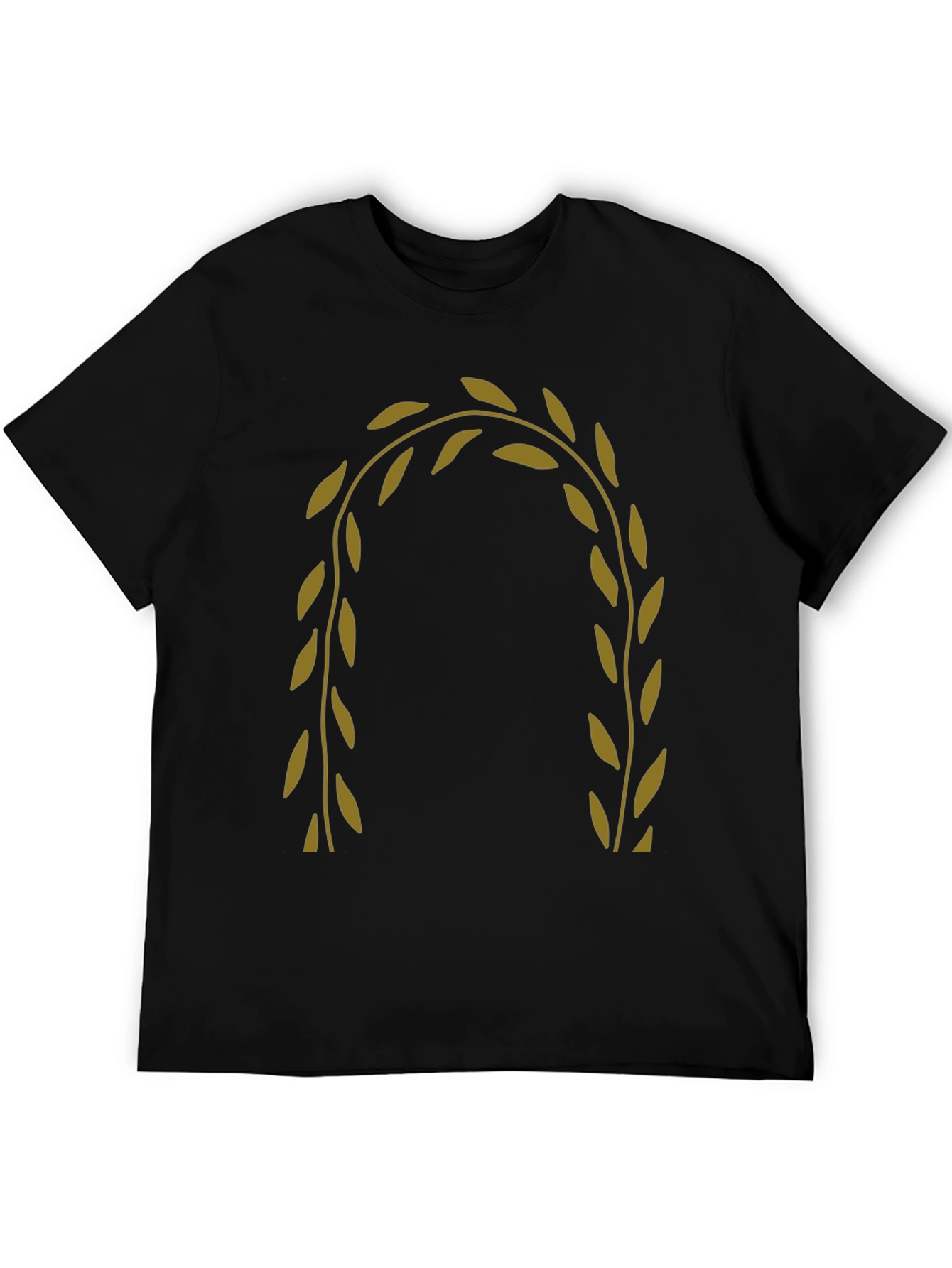 Black Men's Black T-Shirt with Olive Branch Design view 5