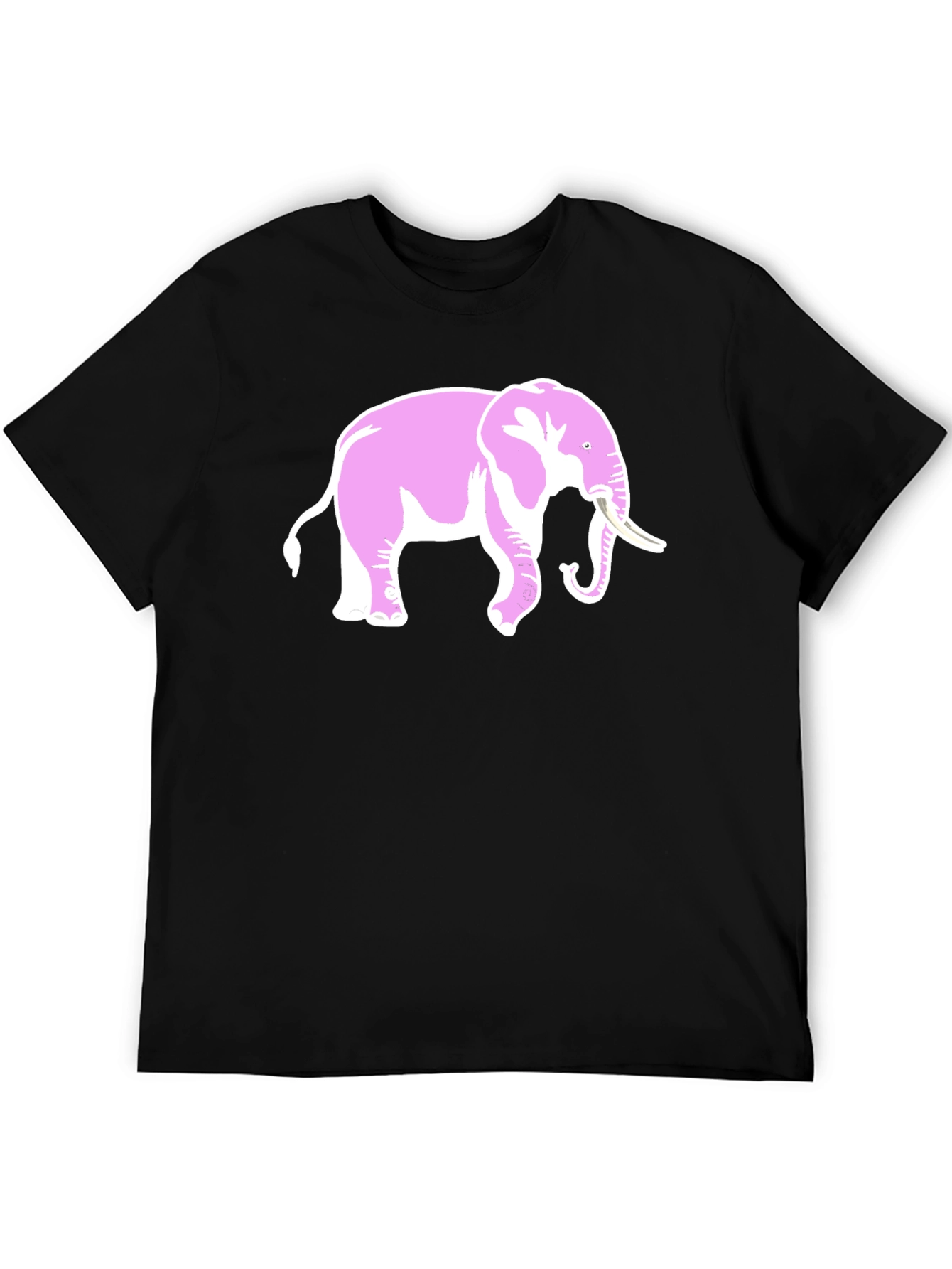 Black Pink Elephant Graphic Black T-Shirt view 5