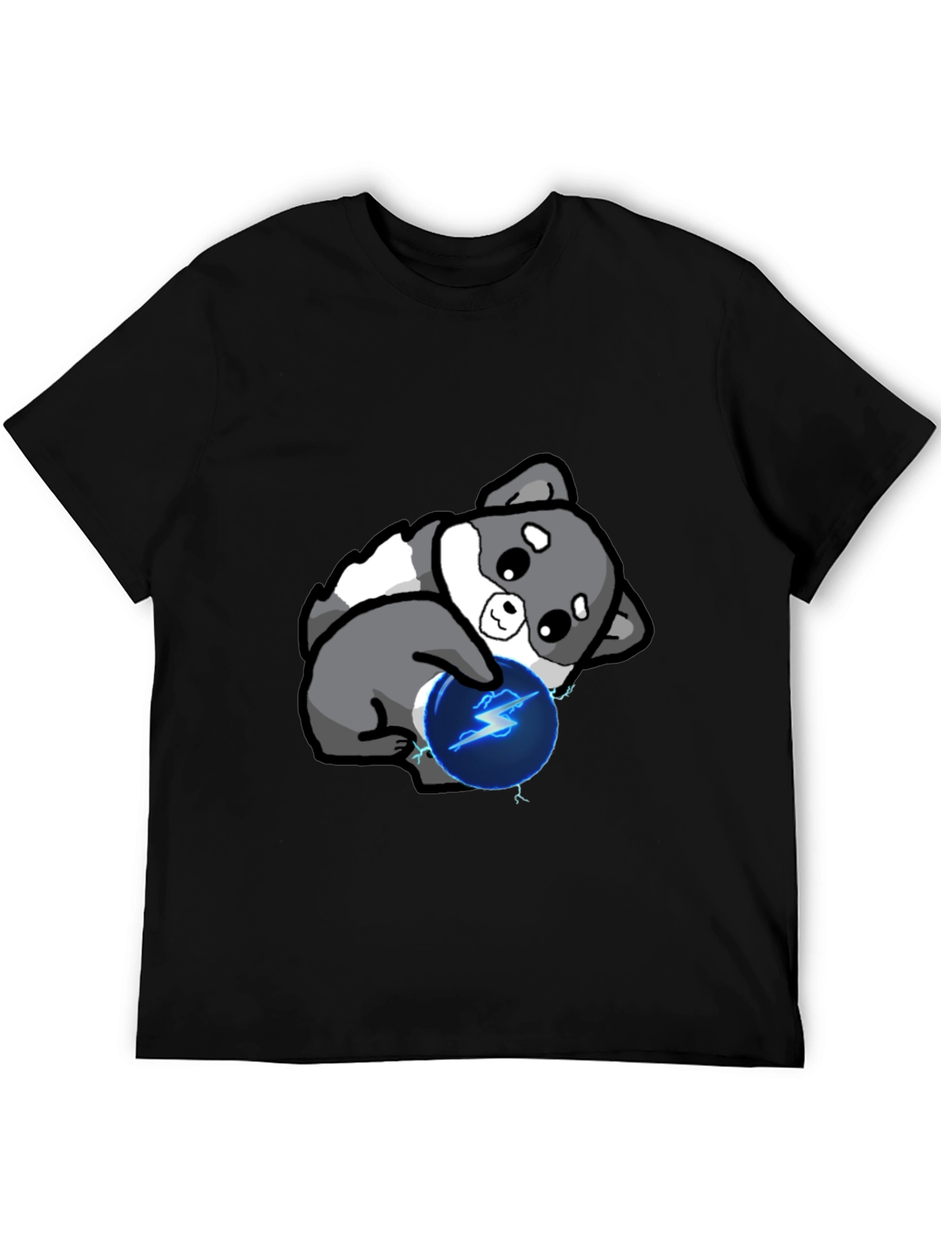 Black Cute Doge with Lightning Ball T-Shirt view 5
