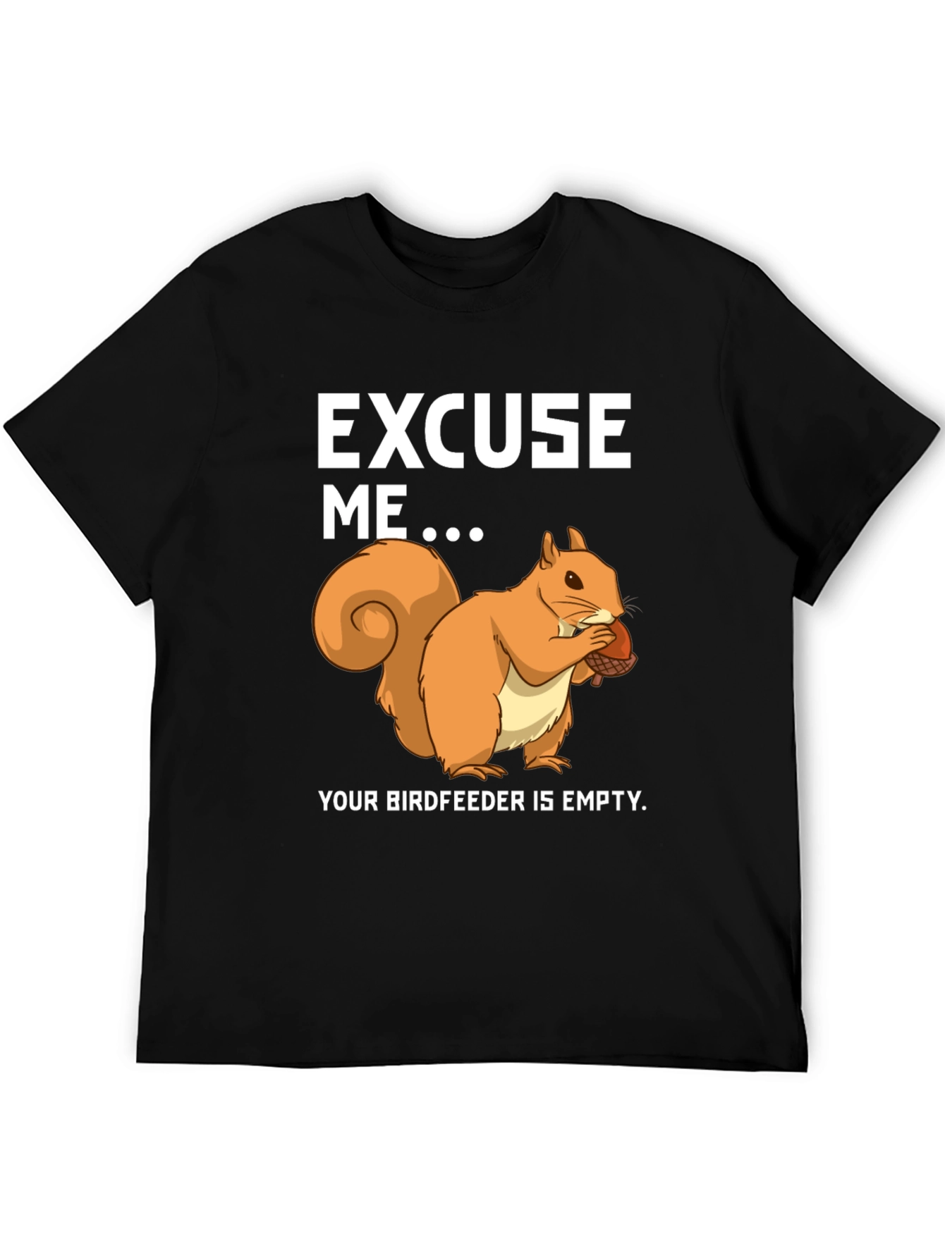 Black Funny Squirrel Birdfeeder T-Shirt view 5