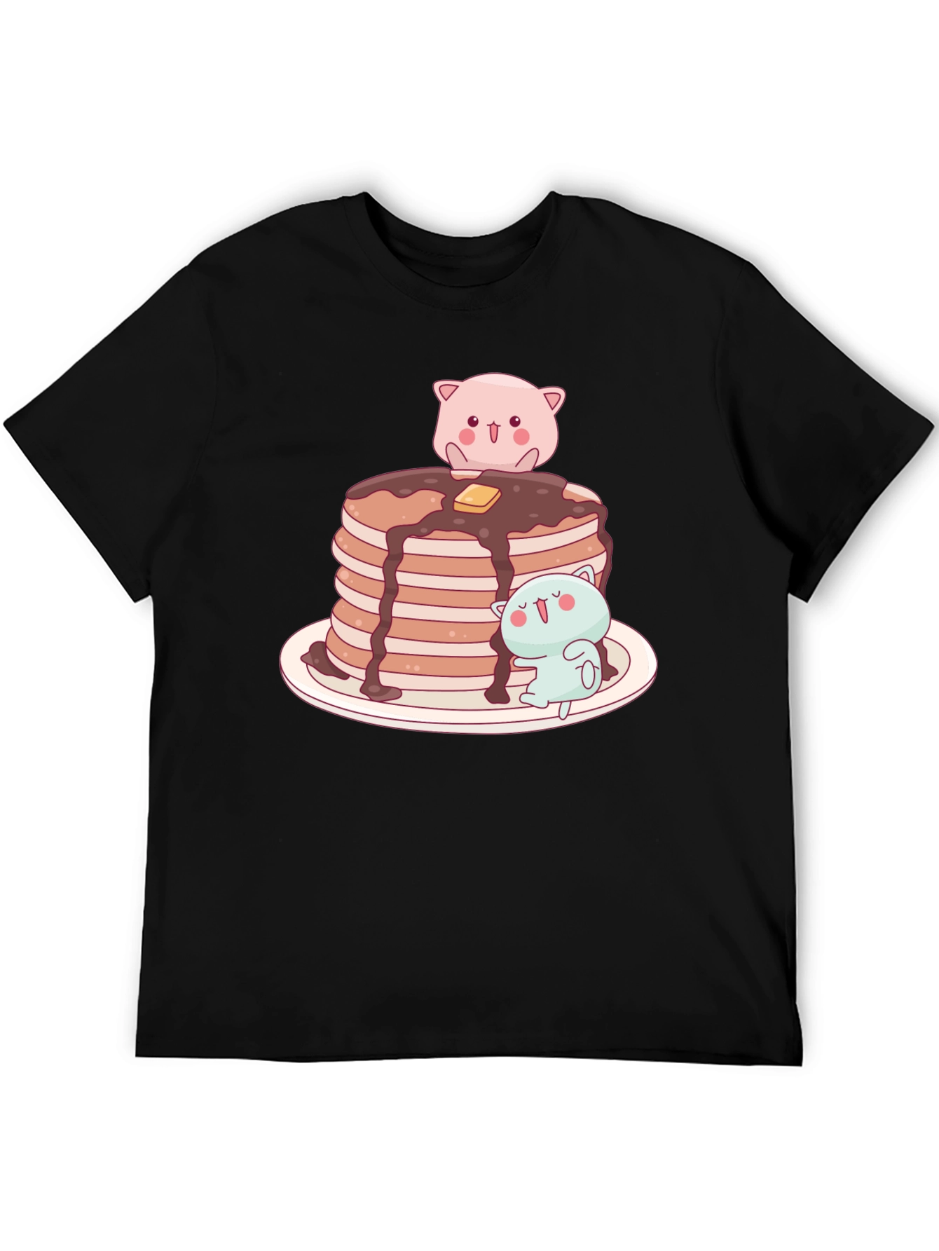 Black Pancake Stack Kawaii T-Shirt view 5