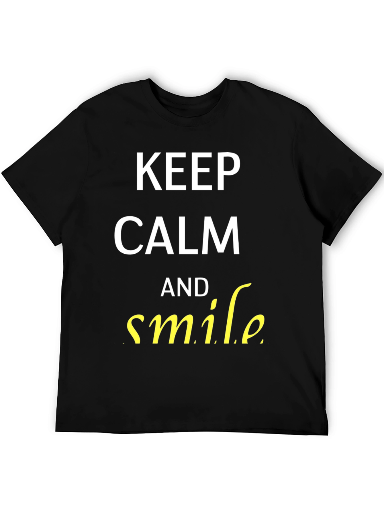 Black Keep Calm and Smile Men's Graphic Tee view 5